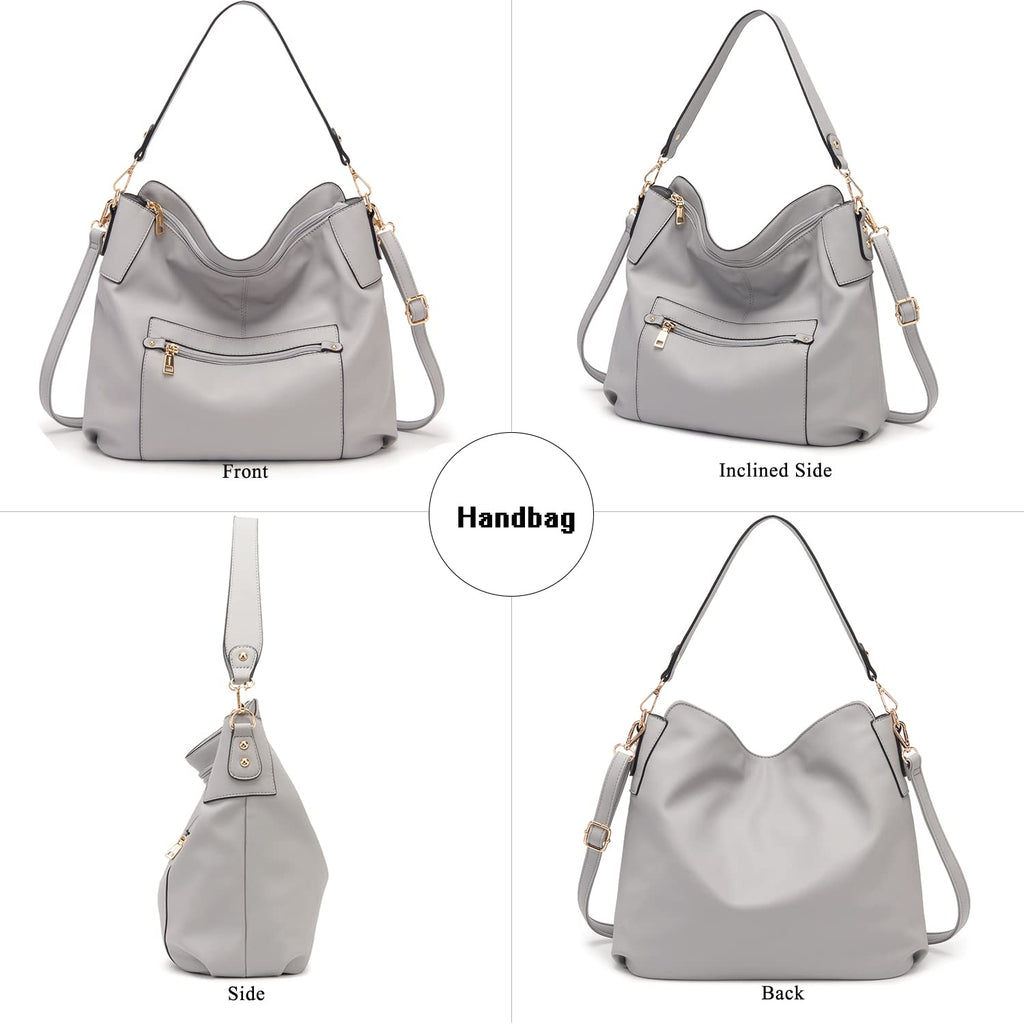 Large Crossbody Bags Ladies Shoulder Handbags Purse and Wallet Set for Women Hobo Purses Grey