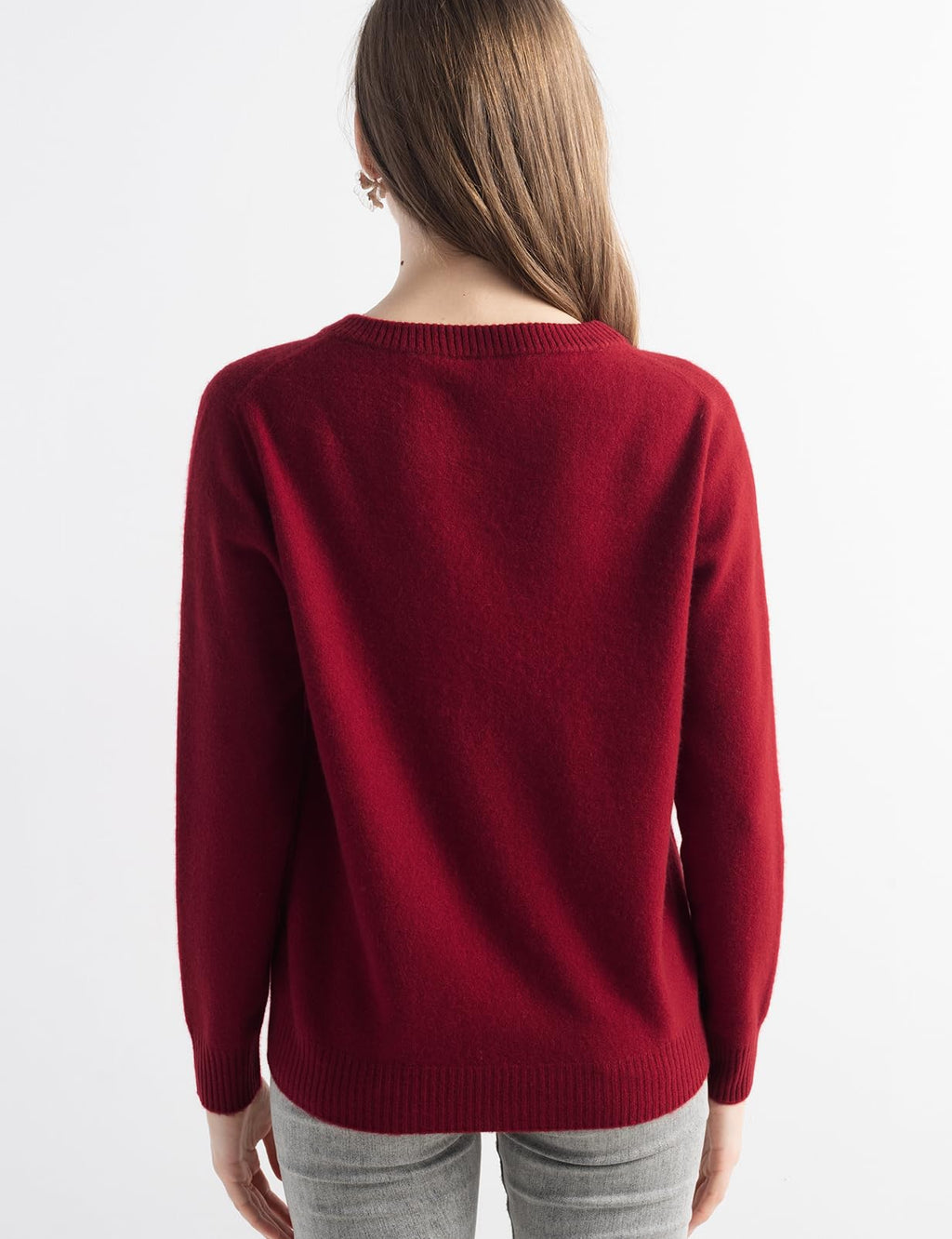 Chanyarn Women's 100% Pure Cashmere Cardigan Crew Neck Long Sleeve 2025 Fall Winter Warm Soft Knit Cardigan Sweater (Wine Red26107,M)