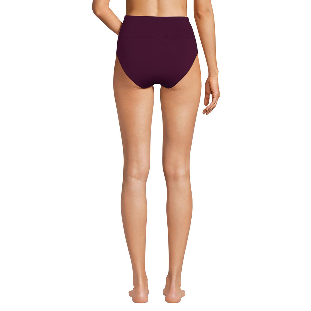 Lands' End Women's Pinchless High Waisted Bikini Bottoms 2 Dark Wine