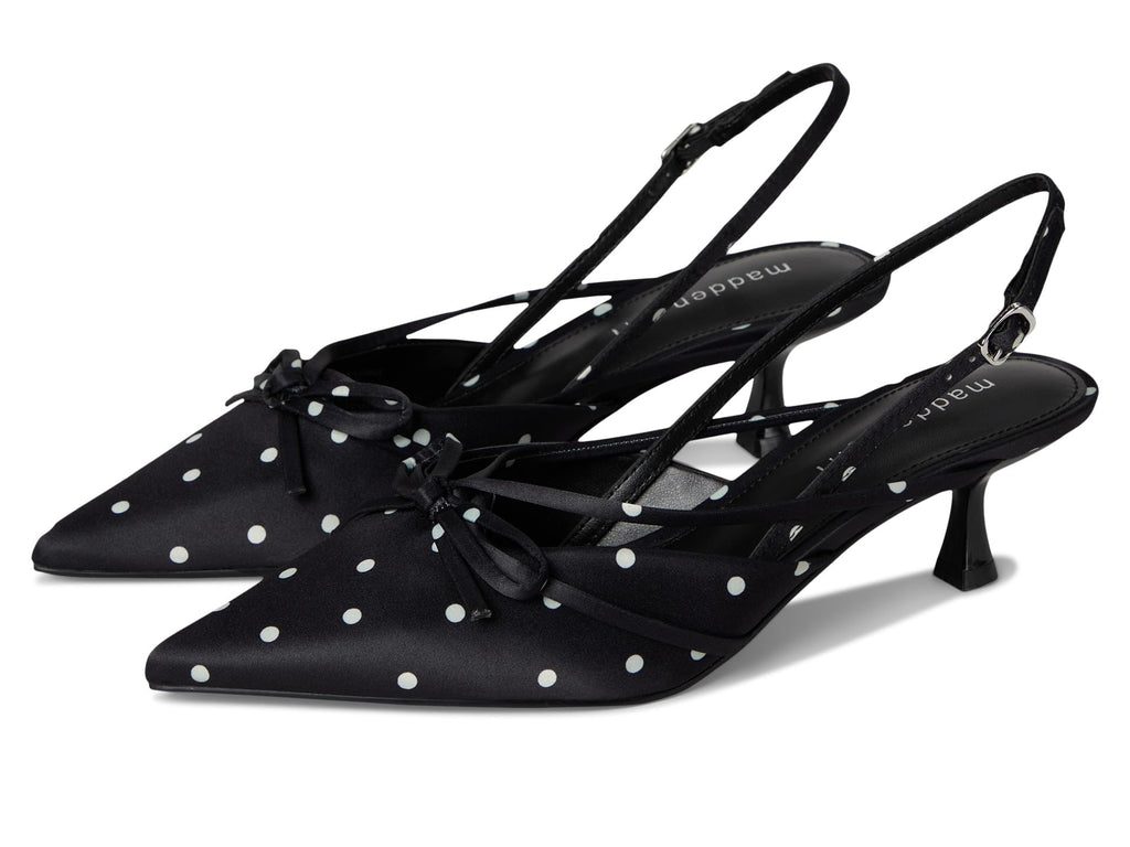 Madden Girl Women's Viixen Sling-Back Kitten Heel, Black Polka Dot, 7.5