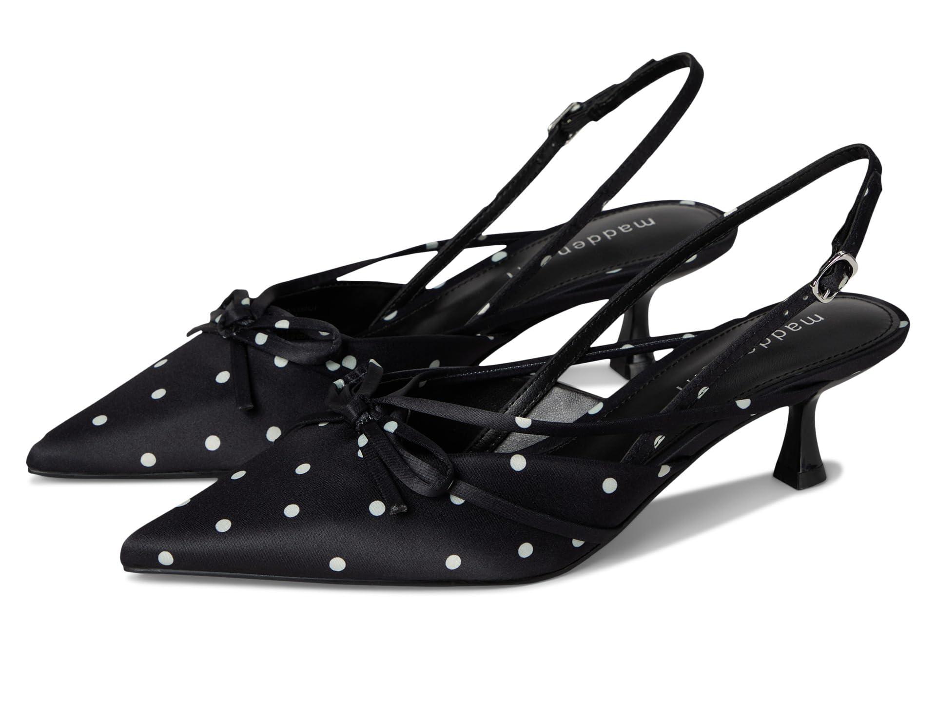 Madden Girl Women's Viixen Sling-Back Kitten Heel, Black Polka Dot, 7.5