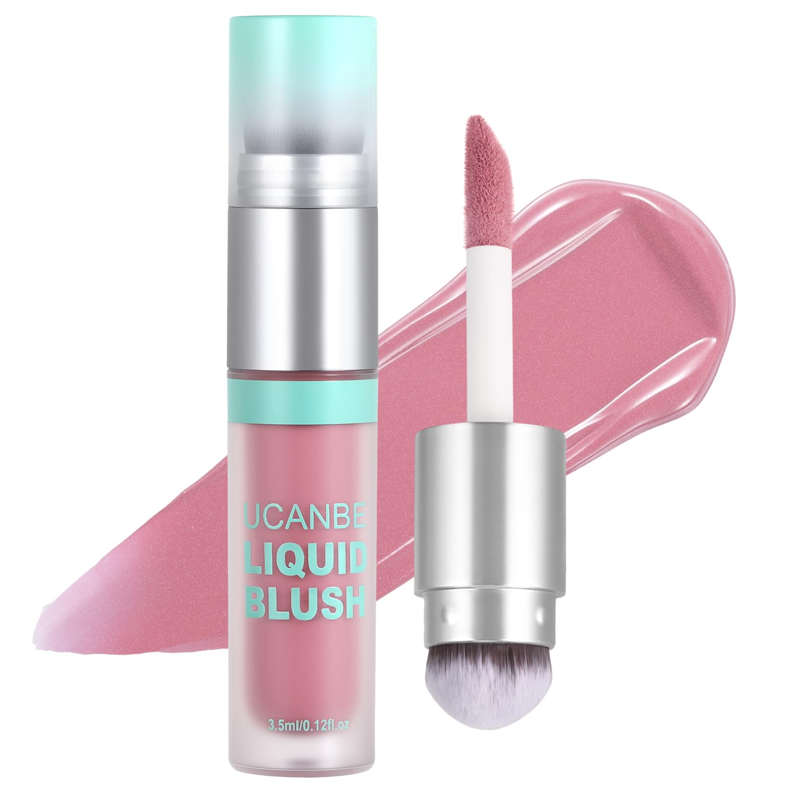UCANBE Dual-Ended Liquid Blush with Angle Applicator & Built-In Brush, Seamless Buildable Blendable Lightweight Cheek Tint Makeup, Long Lasting Creates Dewy Natural Flush Finish - Serenade Pink