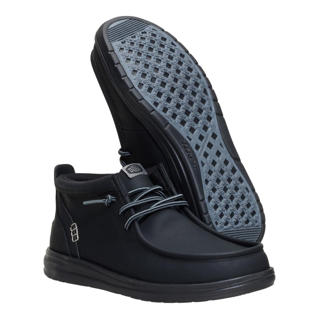 HEYDUDE Wally Mid Gripr Classic, Black/Black, Size 11, Men’s Boots, Men’s Pull On Boots, Water-Repellent, Comfortable & Lightweight