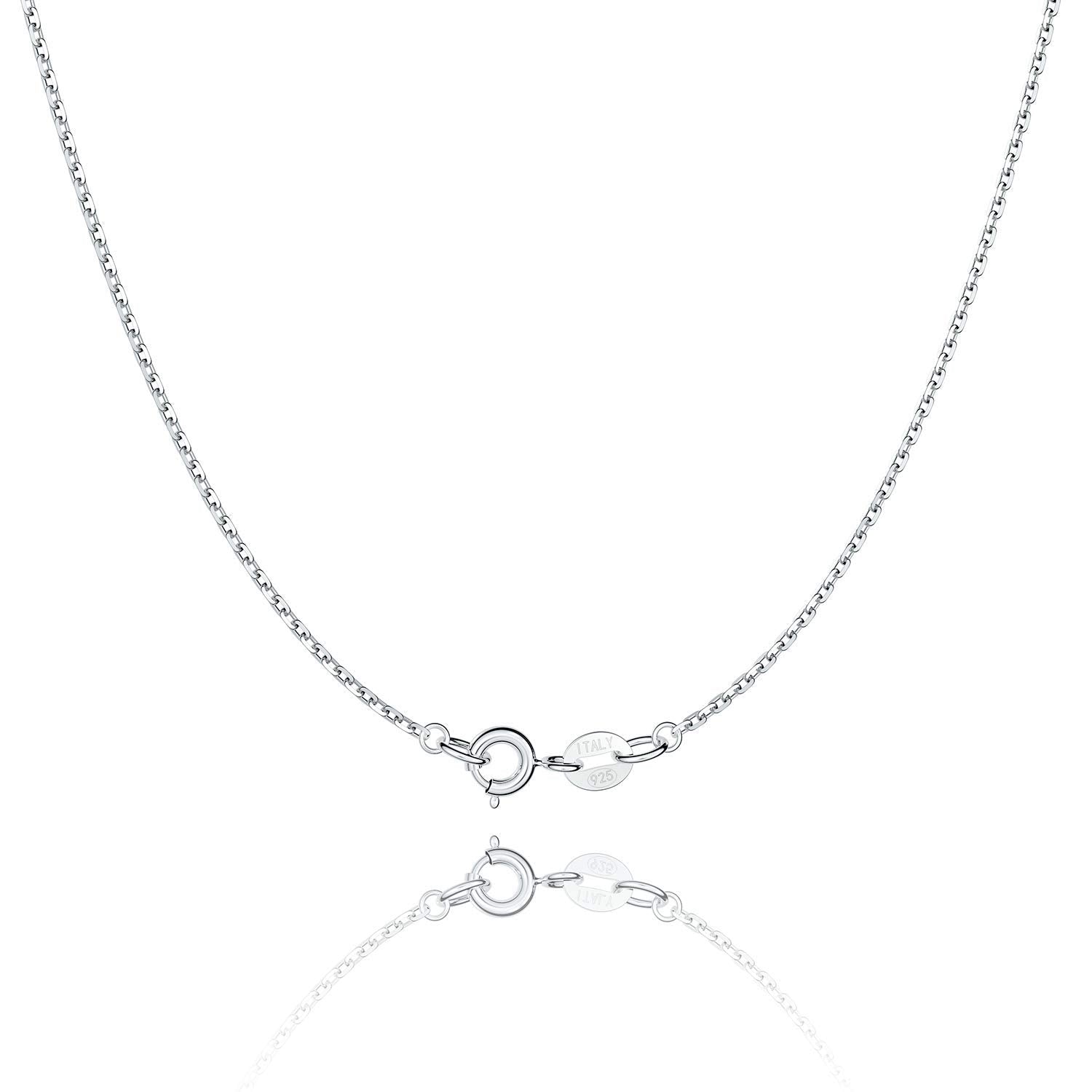 Jewlpire 925 Sterling Silver Chain Necklace Chain for Women 1.1mm Cable Chain Necklace Upgraded Spring-Ring Clasp - Thin & Sturdy Women's Chains Necklaces 20 Inch