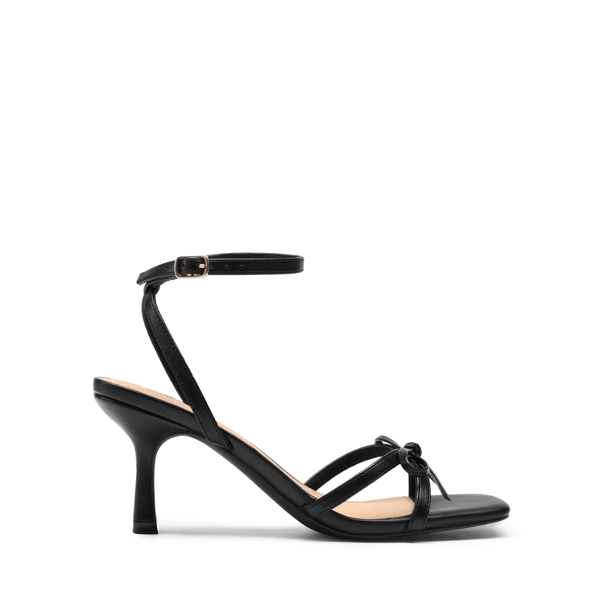 DREAM PAIRS Women's Bow Heels -Kitten Heels for Women, Square Toe Strappy Heeled Sandals, Elegant Wedding & Bridal Bownots Sandals for Formal & Special Occasions,Size 8,Black,SDHS25073W