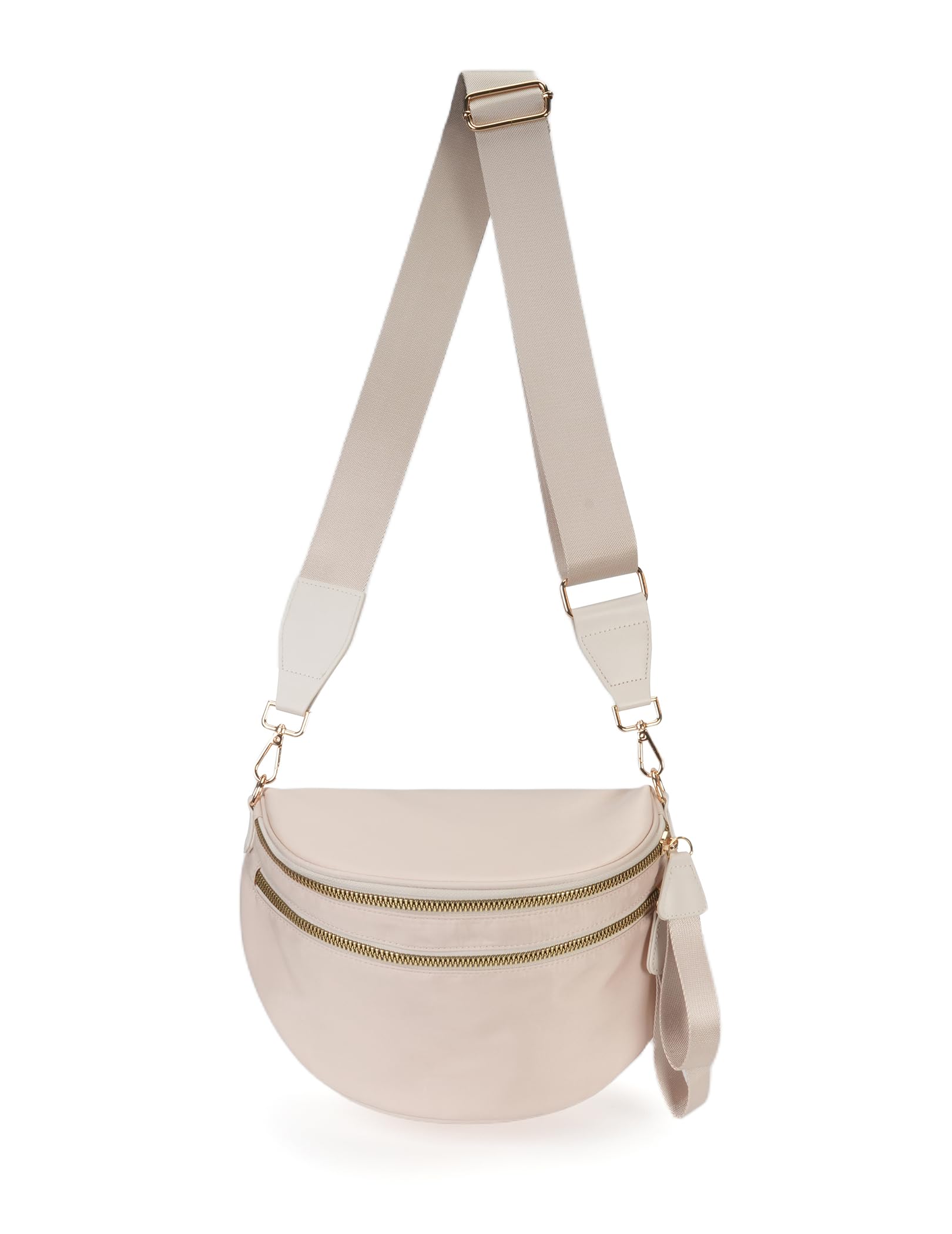FEIBOON Spacious Nylon Crossbody Bag Bum Bag Handbags Wallets Purses Trendy Shoulder Bag for Women (beige)