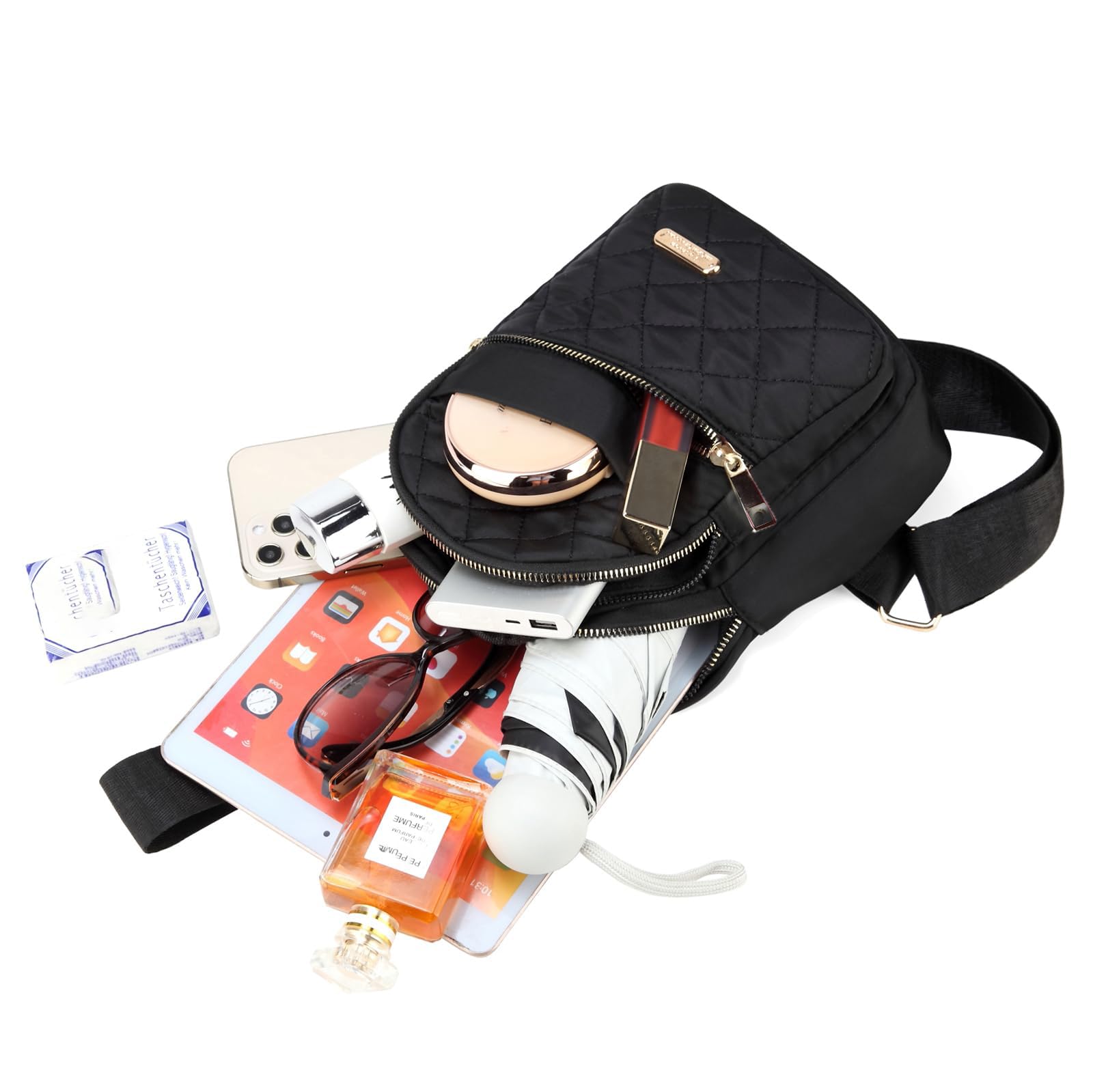 AOSTIHOT Small Sling Backpack for Women, Chest Bag Daypack Crossbody for Travel Sport Running Hiking Black