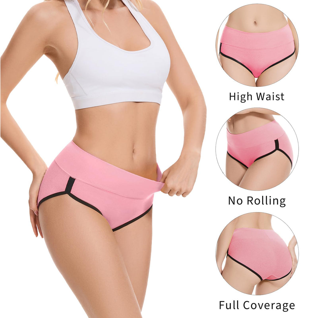 CAILECOTTON Womens Underwear Cotton Underwear for women High Waisted Full Coverage Brief Soft Stretch Breathable Everyday Hipster Ladies Pantie Comfy Briefs - Multi 5 pack