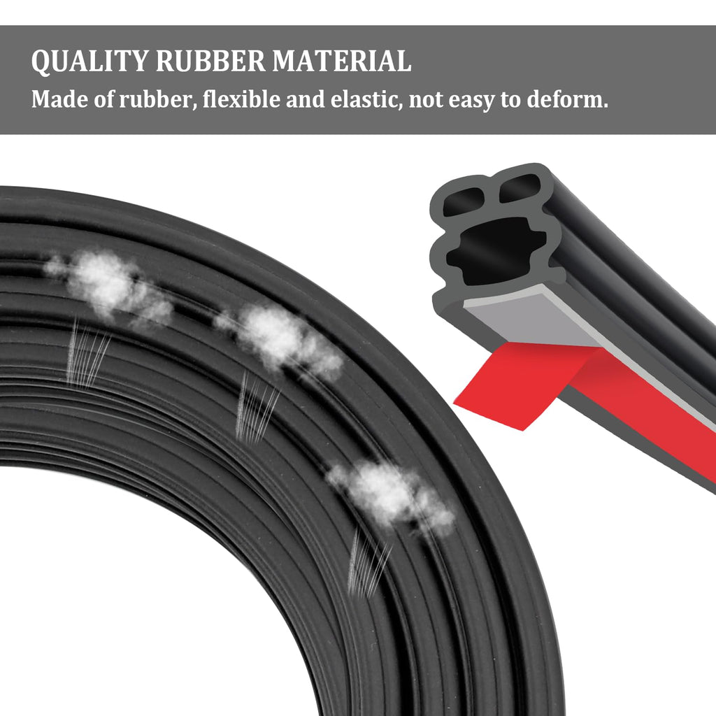 52.5Ft Car Door Seal,Thickened Rubber Automotive Weather Stripping for Hoods,Trunks,Windows,Universal Soundproof Car Weather Stripping Car Accessories for Most Car,Truck,SUV (52.5Ft)