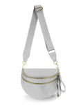 FEIBOON Spacious Nylon Crossbody Bag Bum Bag Handbags Wallets Purses Trendy Shoulder Bag for Women (Light Gray)