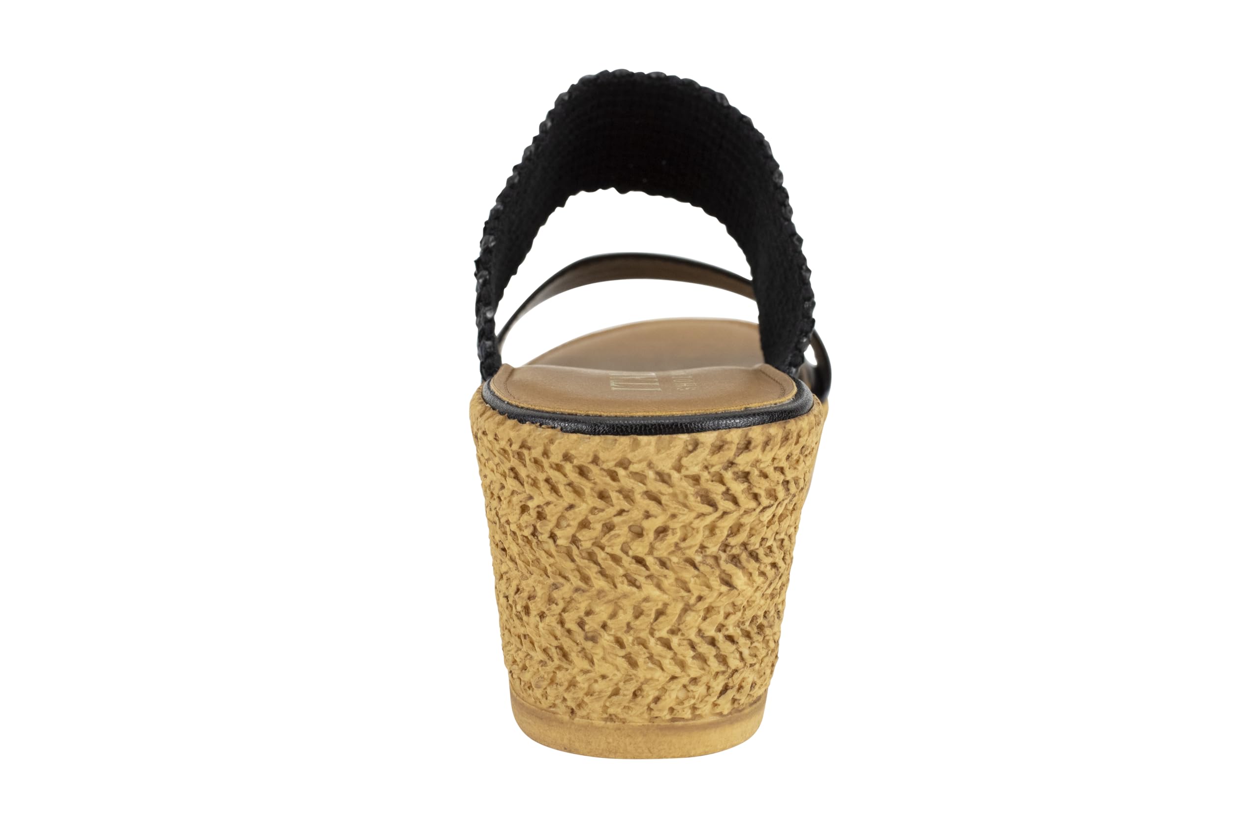 ITALIAN Shoemakers Inessa Womens Platform Wedge Espedrille and Raffia Sandal for Women (Black, US Footwear Size System, Adult, Women, Numeric, Medium, 8)