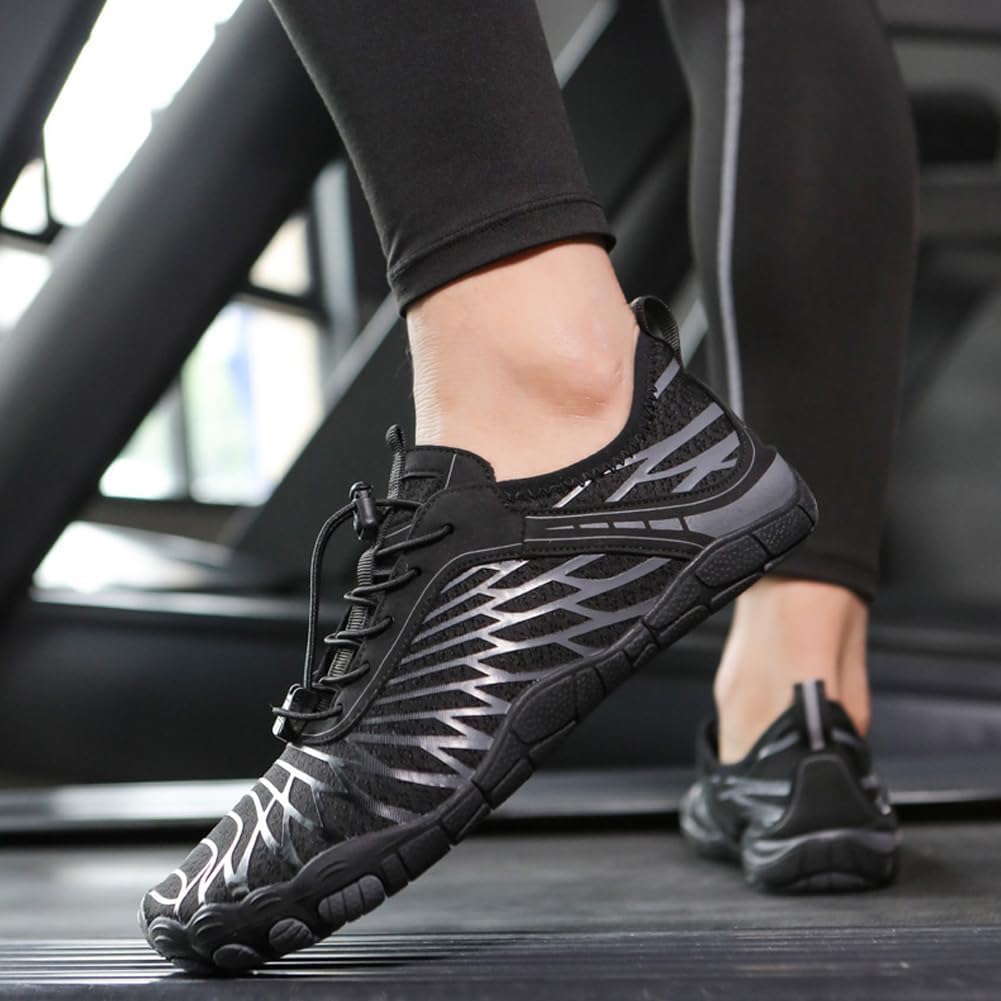 ELETON Barefoot Shoes Women Men,Wide Toe Hiking Barefoot Womens Footwear, Non-Slip Water Shoes Running Shoes Boots Sneakers Unisex Black