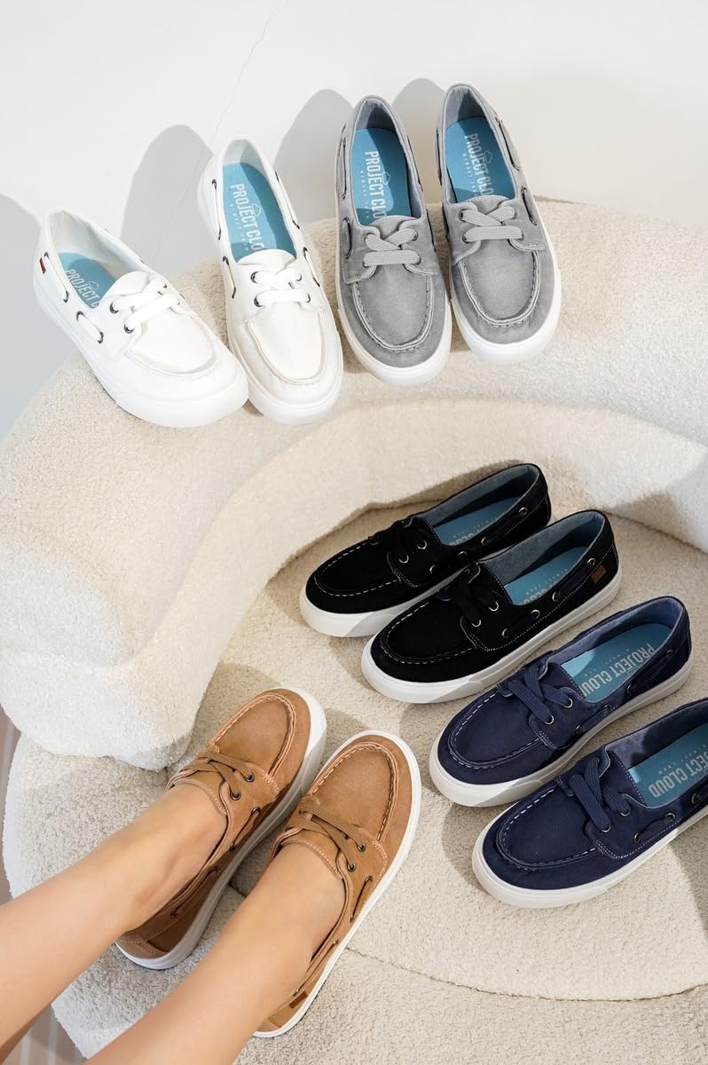 Project Cloud Canvas Sneakers for Women - Memory Foam Slip On Shoes Women Footwear - Lightweight and Non Slip Fashion Sneakers (Seasalt, WHITCVS,8M)