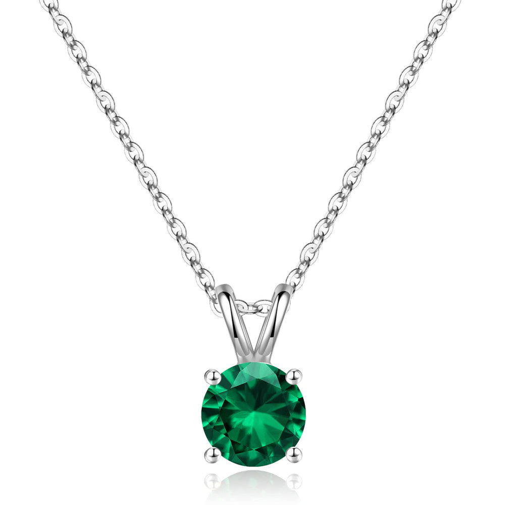 SMILEST Mothers Day Gifts for Mom Wife - Birthstone Necklace, 1CT Sparkle Round Cut Simulated Emerald Necklace 925 Sterling Silver Green May Birthstone Necklaces Mothers Day Jewelry Gifts