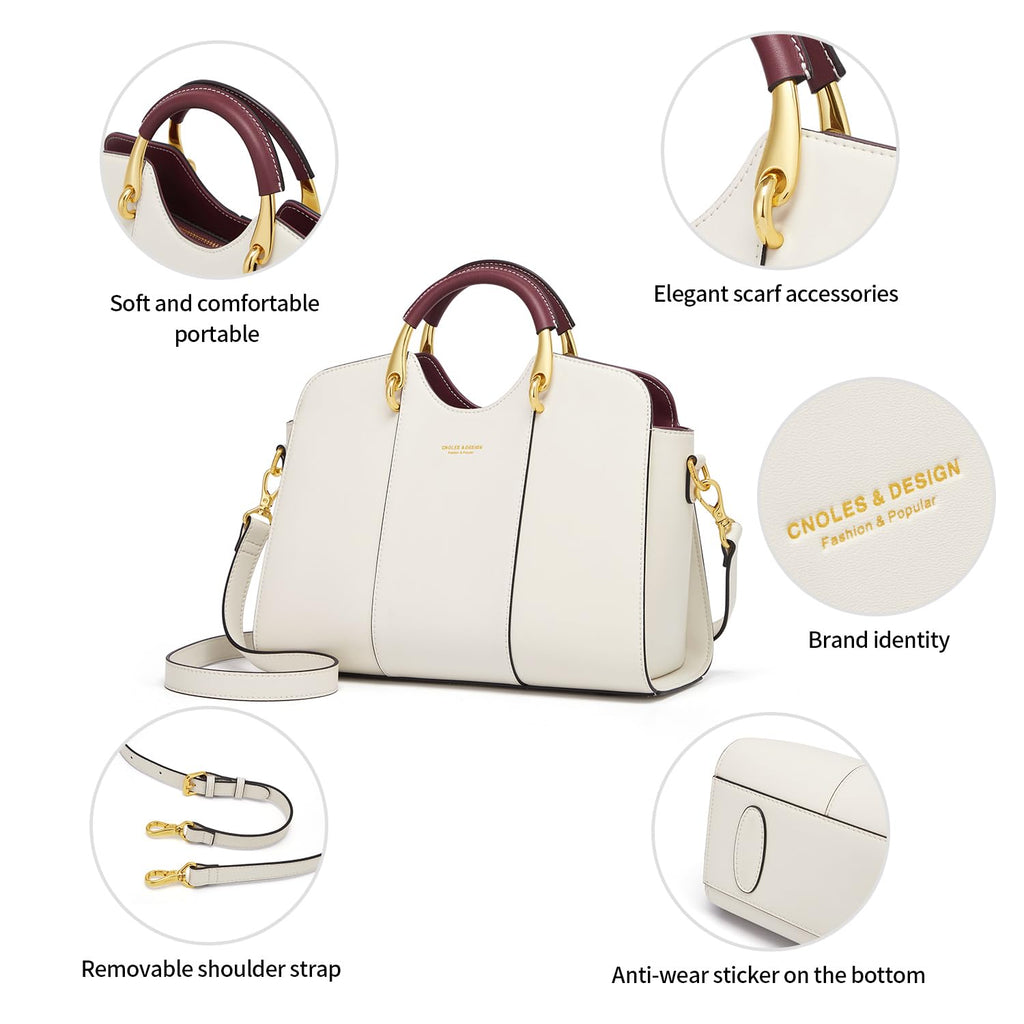 Cnoles Satchel Bag for Women Fashion Leather Ladies Top Handle Tote Shoulder Bag Purses and Handbags Red