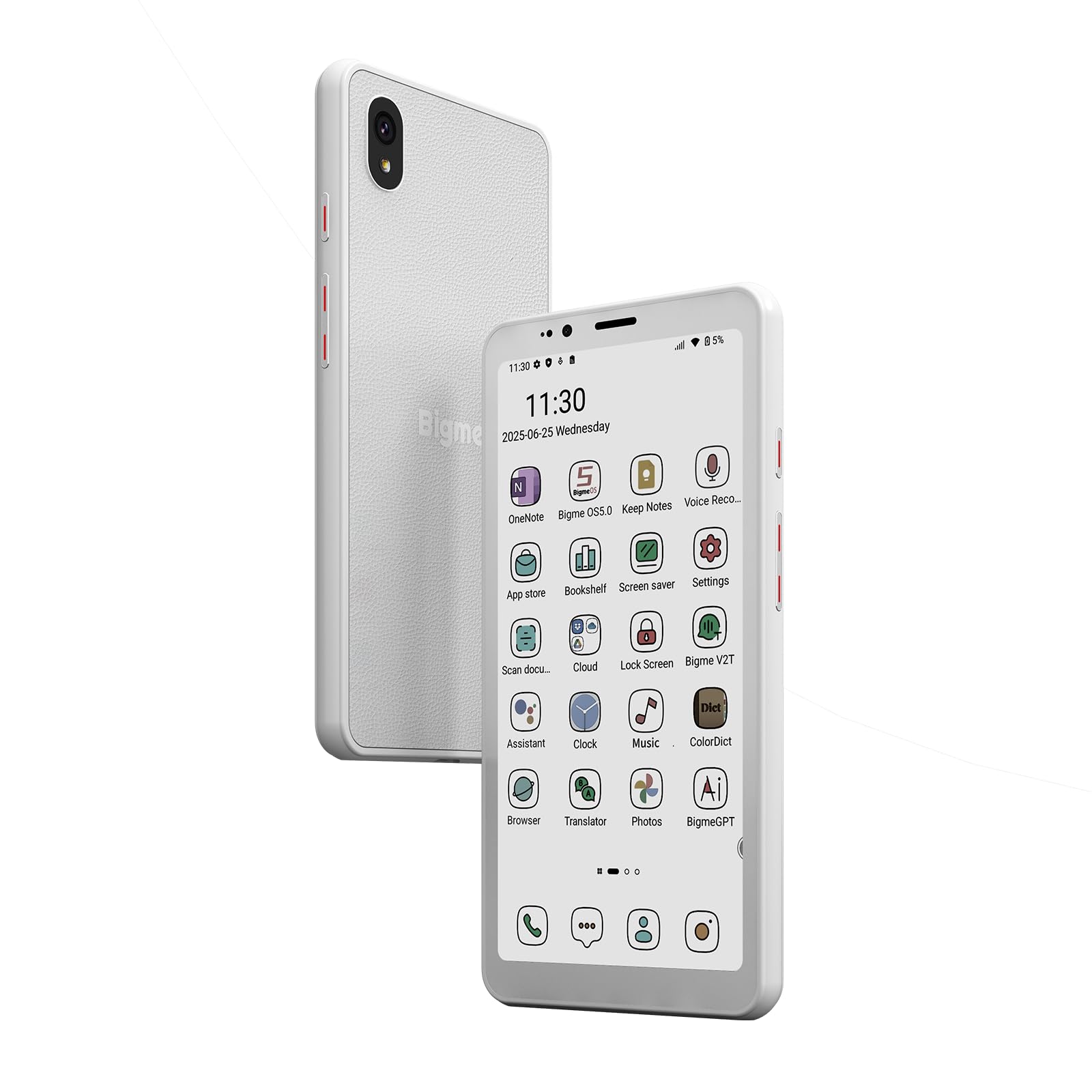 Bigme HiBreakS Color Epaper Smart Phone,3300mAh Battery, 8-Core Processor, 6GB+128GB, 5.84 Inch Mobile Phone, Dual Camera, White