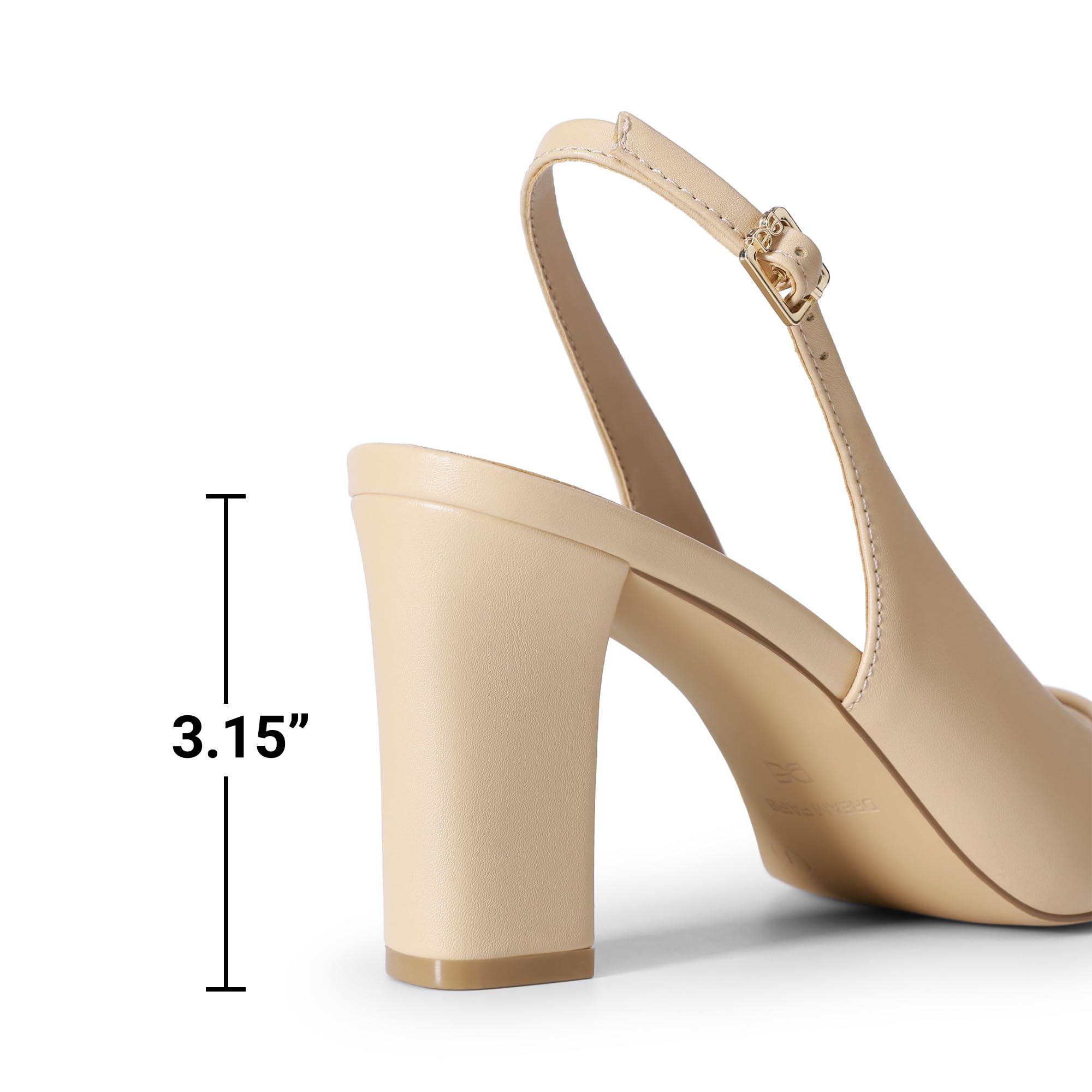 DREAM PAIRS Womens Slingback Heels Chunky Block Heels Pointed Toe Closed Toe Pumps Comfortable Work Office Business Shoes,Size 10,Nude,SDPU26013W