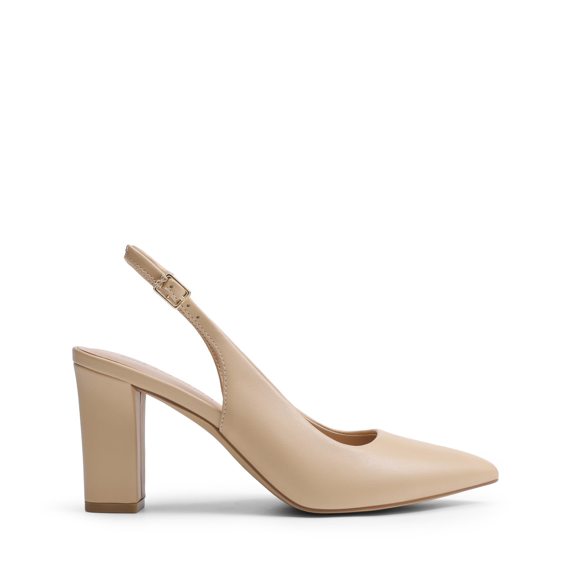 DREAM PAIRS Womens Slingback Heels Chunky Block Heels Pointed Toe Closed Toe Pumps Comfortable Work Office Business Shoes,Size 10,Nude,SDPU26013W