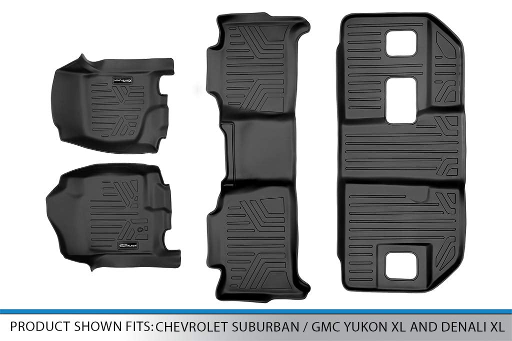 MAXLINER Custom Fit Floor Mats 3 Row Liner Set Compatible with 2007-2014 Chevrolet Suburban