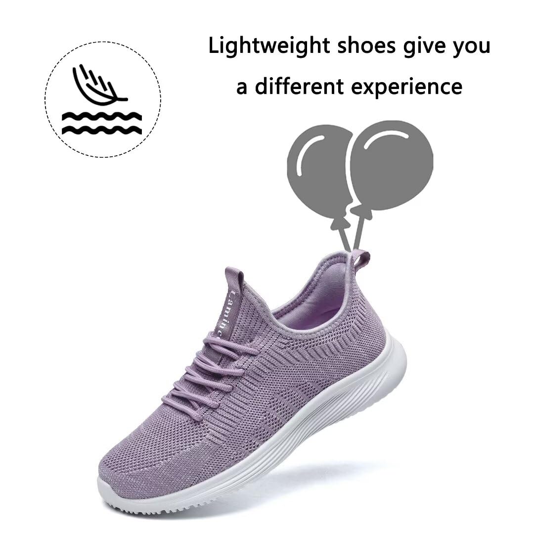 Lamincoa Womens Slip On Walking Shoes Non Slip Casual Road Running Lightweight Mesh Fashion Sneakers for Gym Travel Workout Purple