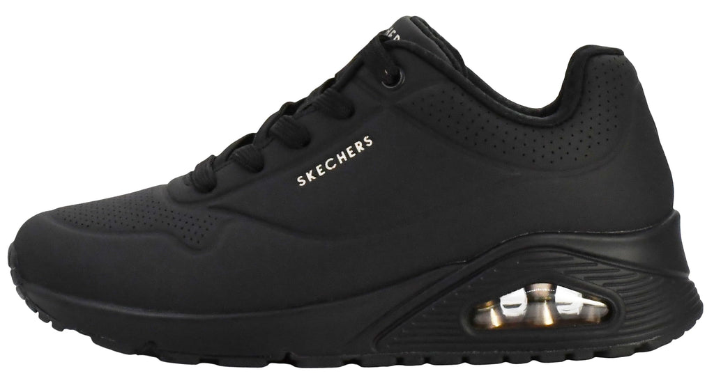 Skechers Women's Uno - Stand On Air Sneaker, Black/Black, 10 Wide