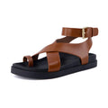 CUSHIONAIRE Entry Womens Ankle Wrap Molded Footbed Sandal with Adjustable Strap | Non-Slip Outsole | Womens Platform Sandals | Comfortable Summer Shoes | Wide Widths Available, WHISKEY 7W