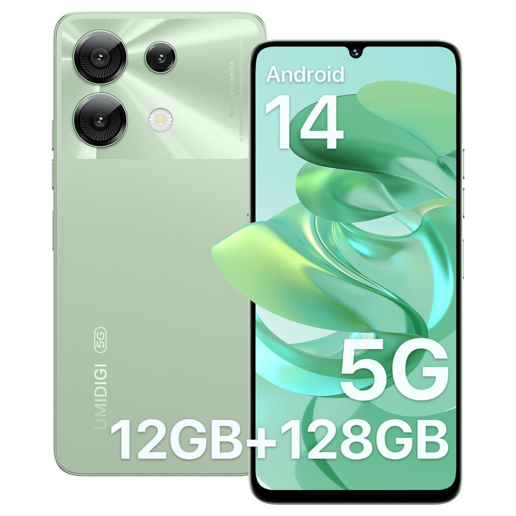 UMIDIGI G9 5G Cell Phone, Android 14 Unlocked Phones, 12(6+6) GB +128GB/1TB TF Expand, 5G Dual SIM, 50MP Camera, 6.75" HD+ 90Hz Display, AI Face & Fingerprint Unlock, 5000mAh Android Phone Green