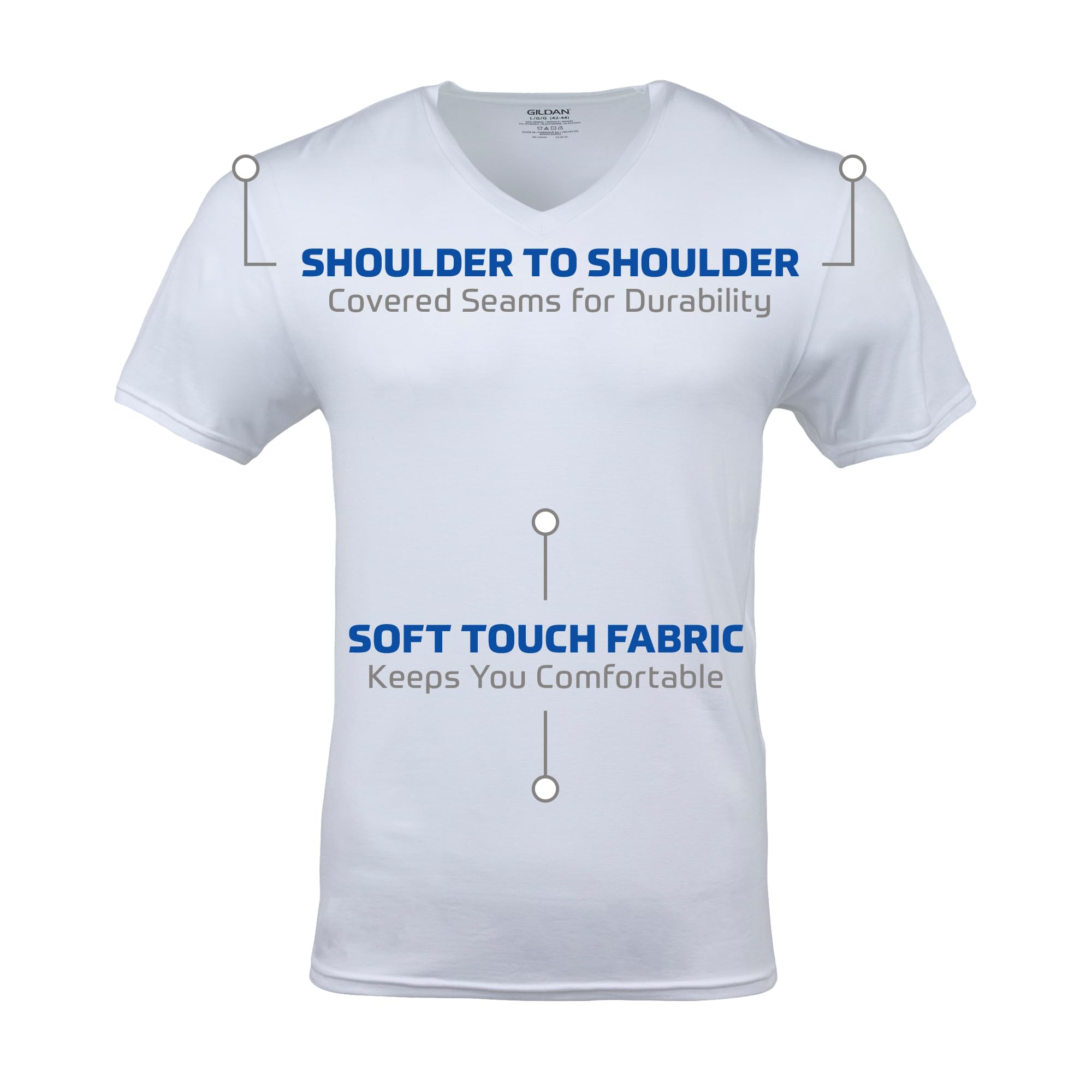 Gildan Men's V-Neck T-Shirts, Multipack, Style G1103, White (6-Pack), X-Large