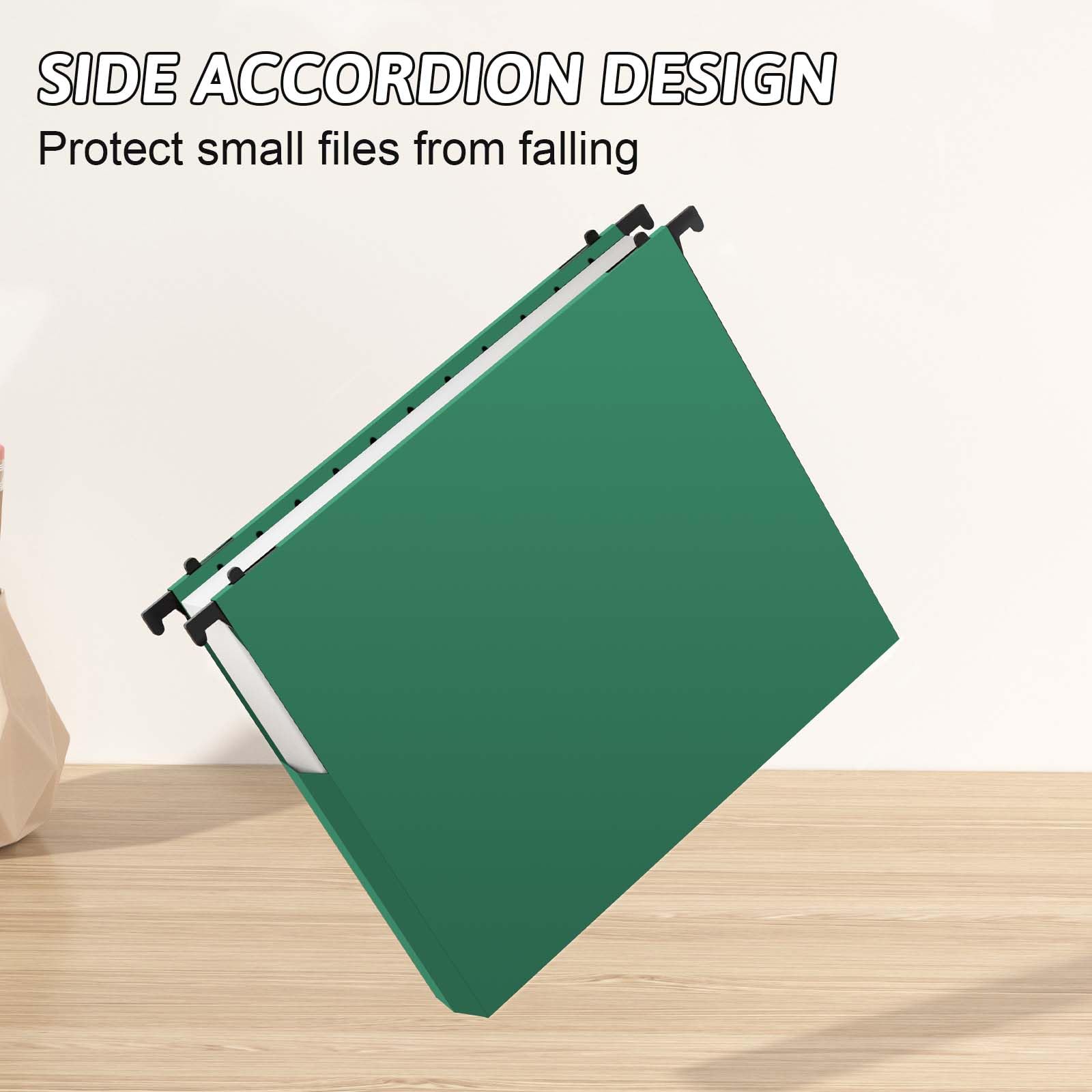 NORDUN Plastic Hanging File Folders Expandable,12 Pack Heavy Duty Hanging File Folder Letter Size,2 Inch Expansion Extra Capacity Folders,Adjustable Tabs,Green Hanging Folder Designed for Bulky Files