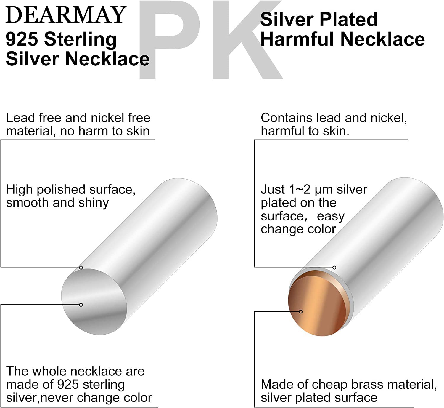 DEARMAY Silver Plated Herringbone Necklace for Women Dainty Sterling Silver Necklace Sterling Silver Choker Thin Snake Chain Necklaces
