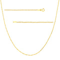 JEWELHEART 14K Solid Gold Singapore Chain - 1.2mm Diamond Cut Twisted Chain Necklace - Dainty Real Yellow Gold Pendant Necklace For Women 20"