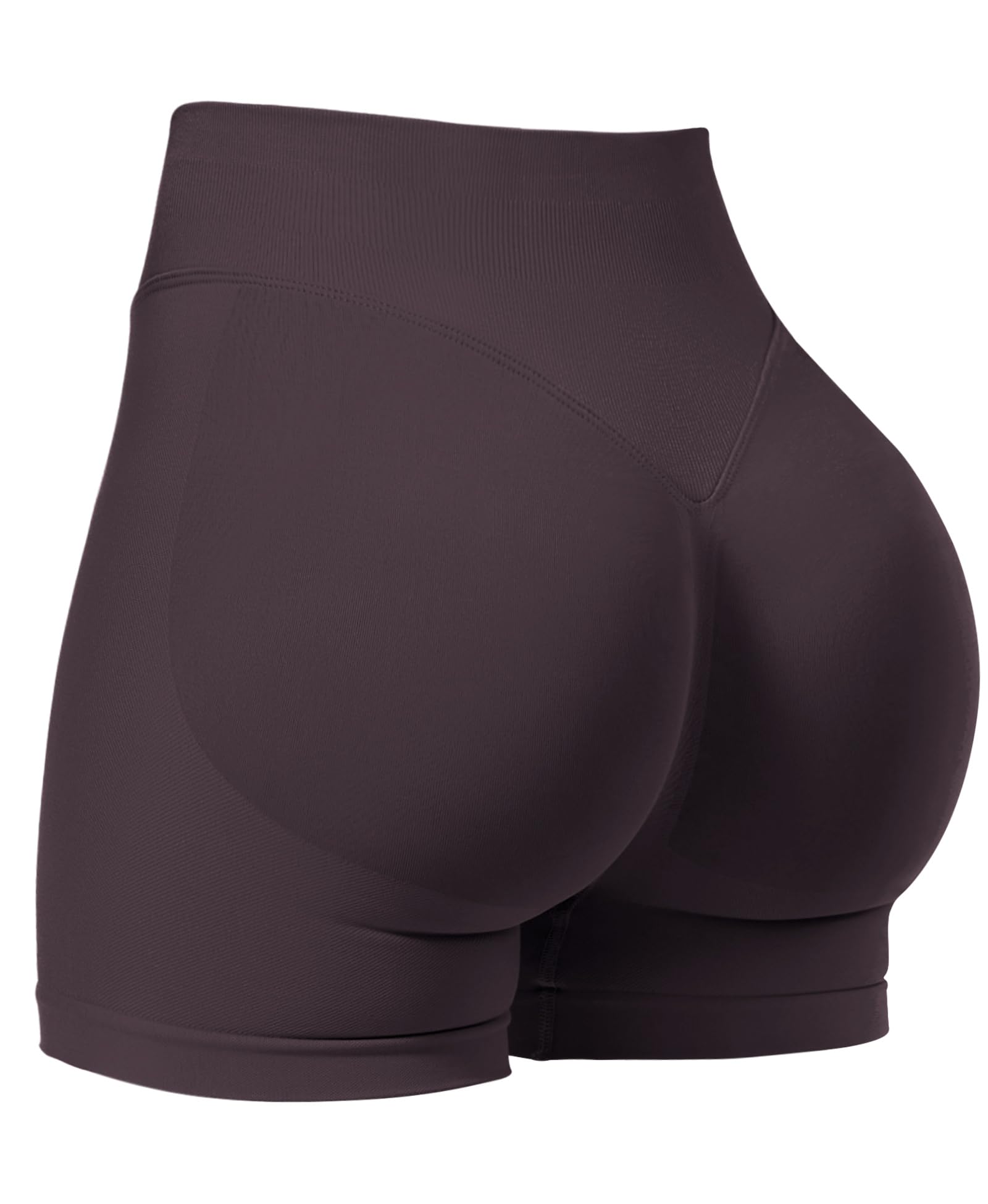 VOYJOY Women Workout Impact Shorts 2.5"/ 3.6"/ 4.5"/ 6" Scrunch Butt Lifting Gym Seamless Booty Biker Shorts Dark Brown