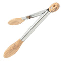 Boxiki Kitchen Tongs for Cooking with Wooden Tips - Wooden Tongs Ideal for BBQ, Salad, Toaster, Bread & Pickles - Made of Natural Olive Wood, Size 12 Inch