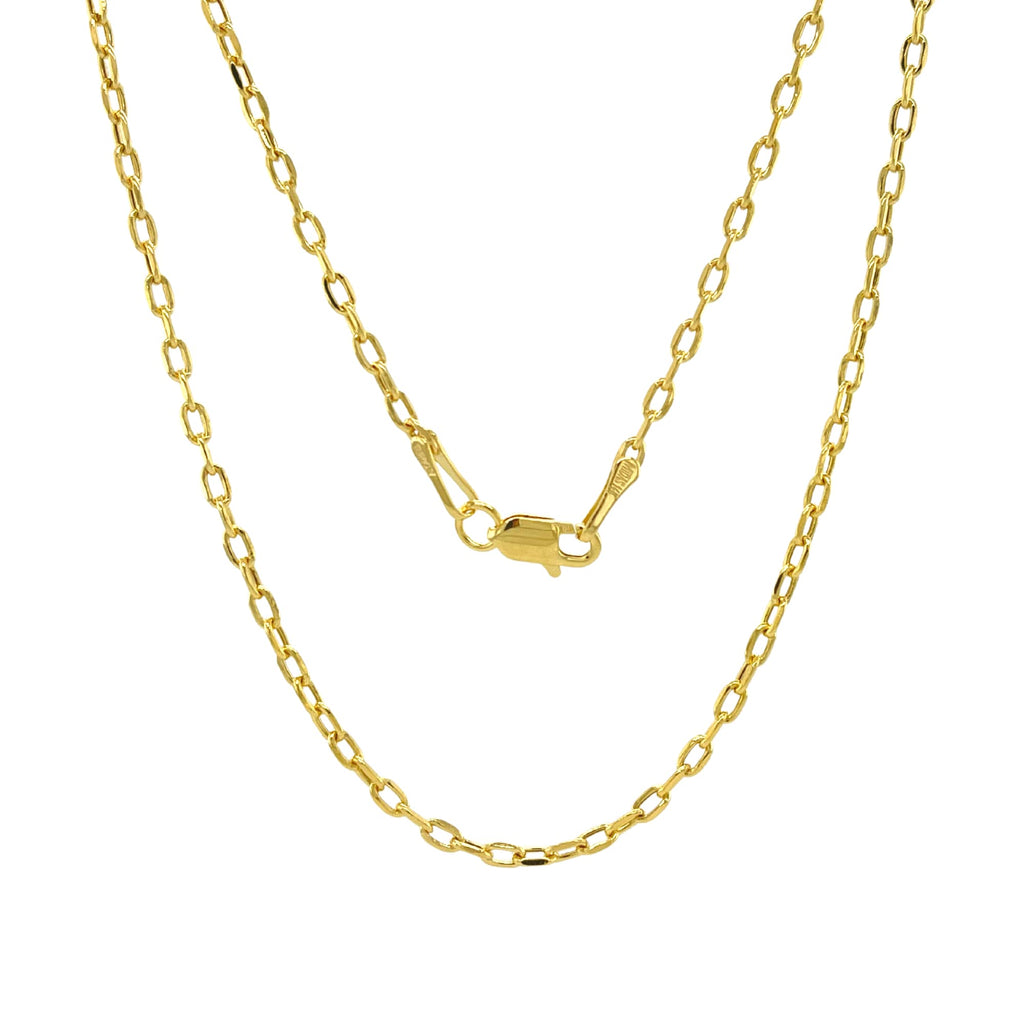 JEWELHEART 14K Real Gold Link Chain Necklace - 2mm Diamond Cut Cable Choker Chain - Dainty 14K Yellow Gold Necklace For Women with Lobster Clasp 14"