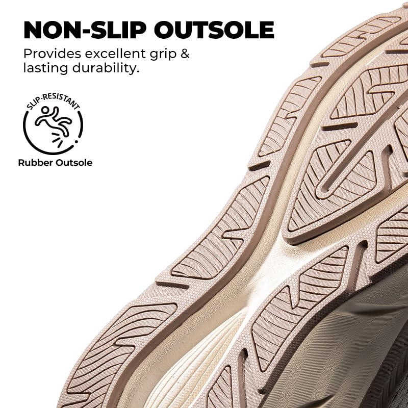 NORTIV 8 Women's Walking Shoes Cushion Comfortable ActiveBreeze Running Tennis Shoes Non-Slip Workout Gym Sports Athletic Breathable Fashion Sneakers,Size 8,Beige/Khaki,SNWS248W