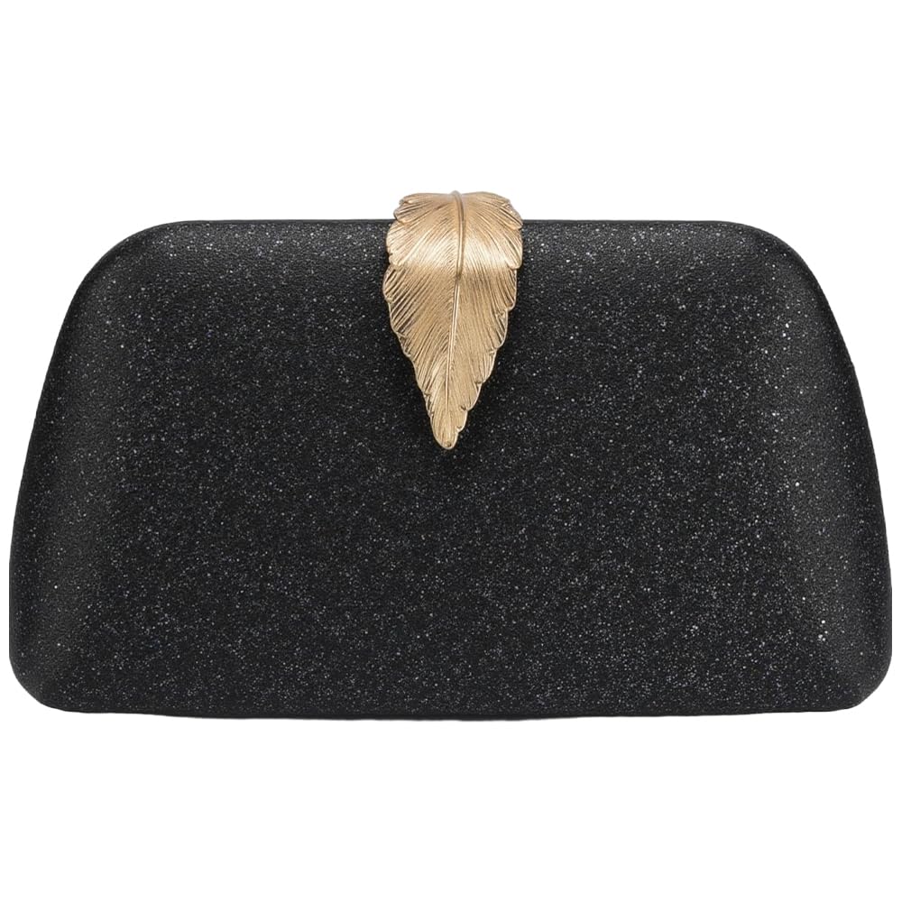 TANMESSO Glitter Clutch Purse for Women, Evening Bag Party Purses for Women Formal, Weddings, Handbags with Shoulder Strap (Black)