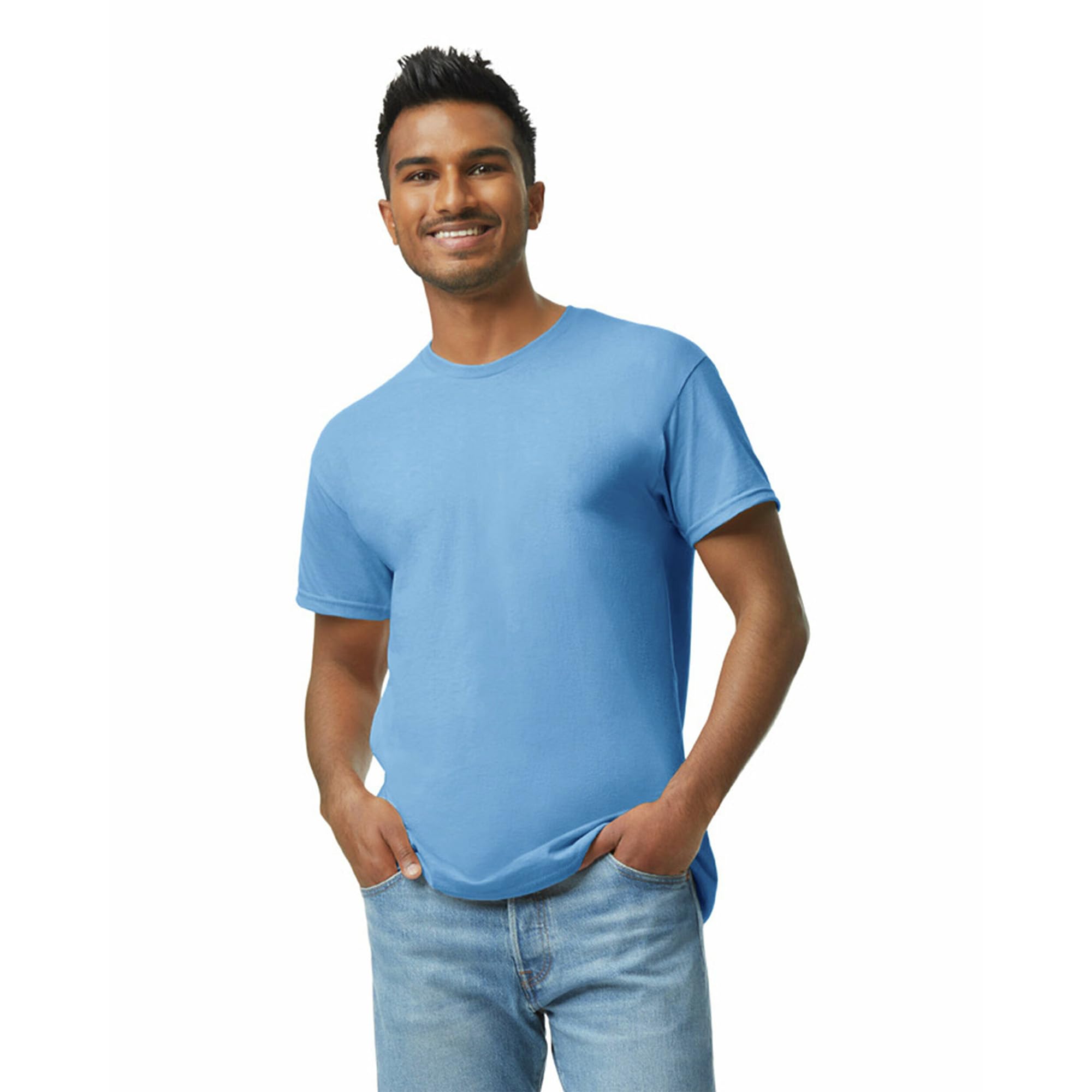 Gildan mens Heavy Cotton T-shirt, Style G5000, Multipack T Shirt, Carolina Blue (3-pack), Large US