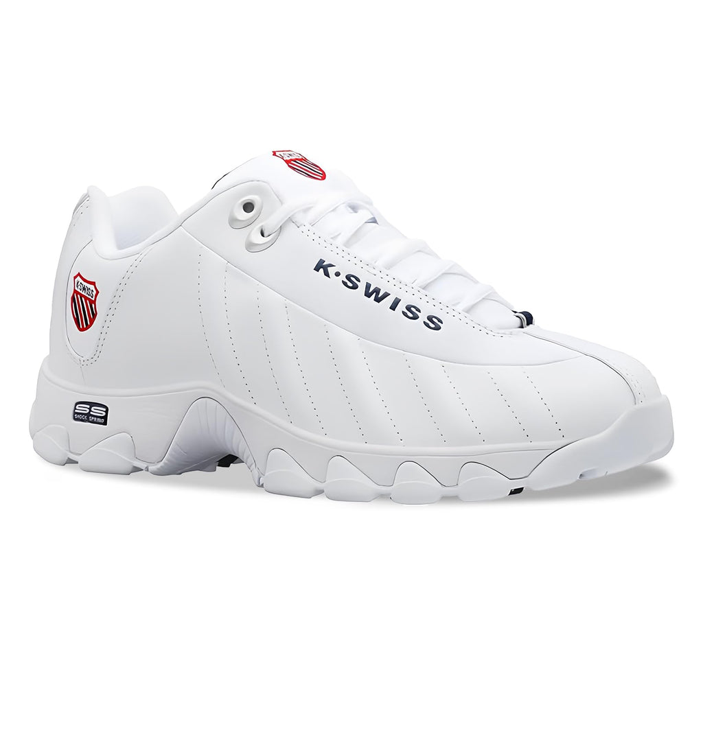 K-Swiss Men's ST329 CMF Sneaker, White/Navy/Red, 10.5 XW