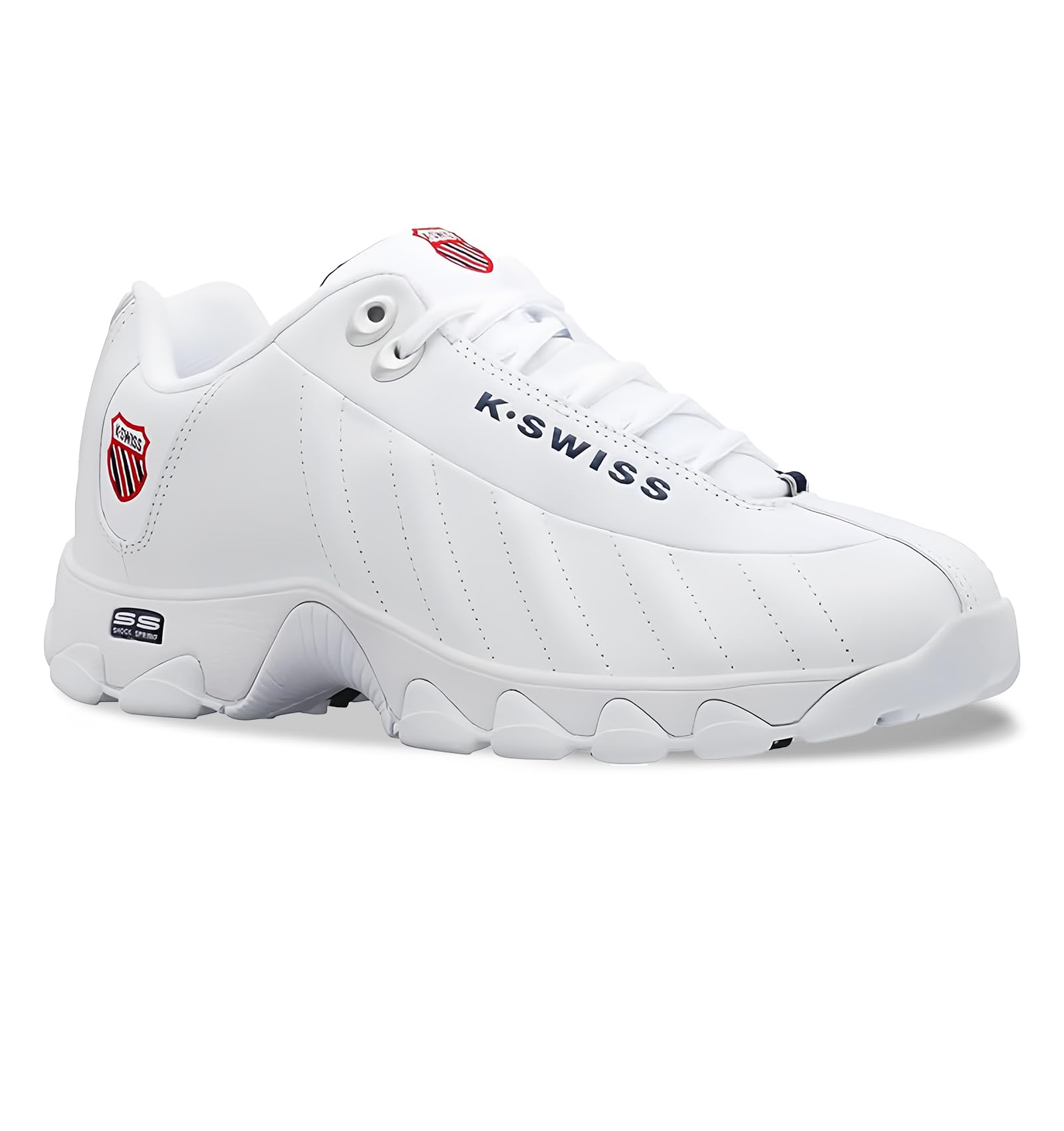 K-Swiss Men's ST329 CMF Sneaker, White/Navy/Red, 10.5 XW