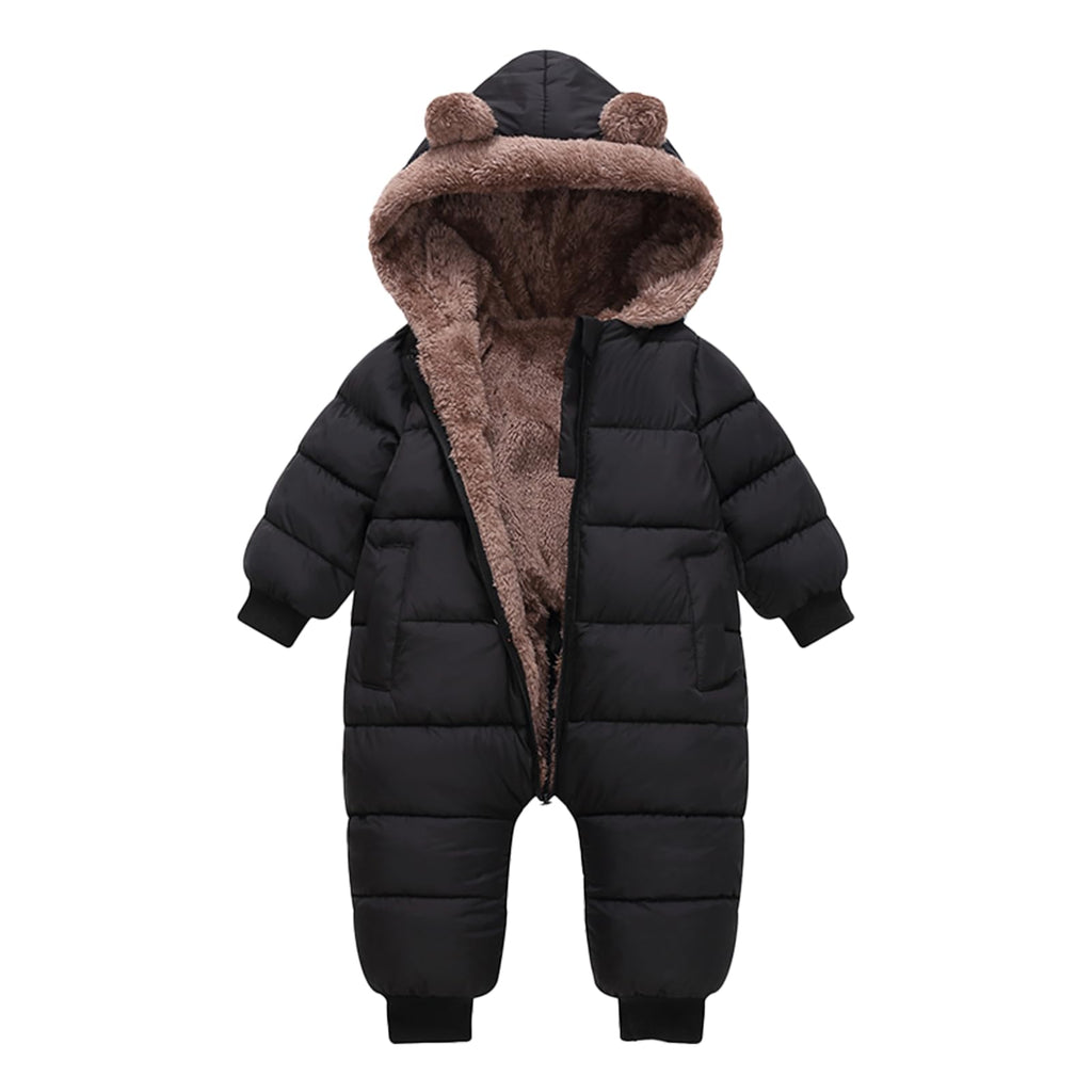 AiWMGL Baby Boys Girls Snowsuit 2T 3T Cute Toddler Infant Winter Clothes Suit Hooded Jumpsuit Romper Bear Outfit Infant Warm Coat Outwear Overcoat Black