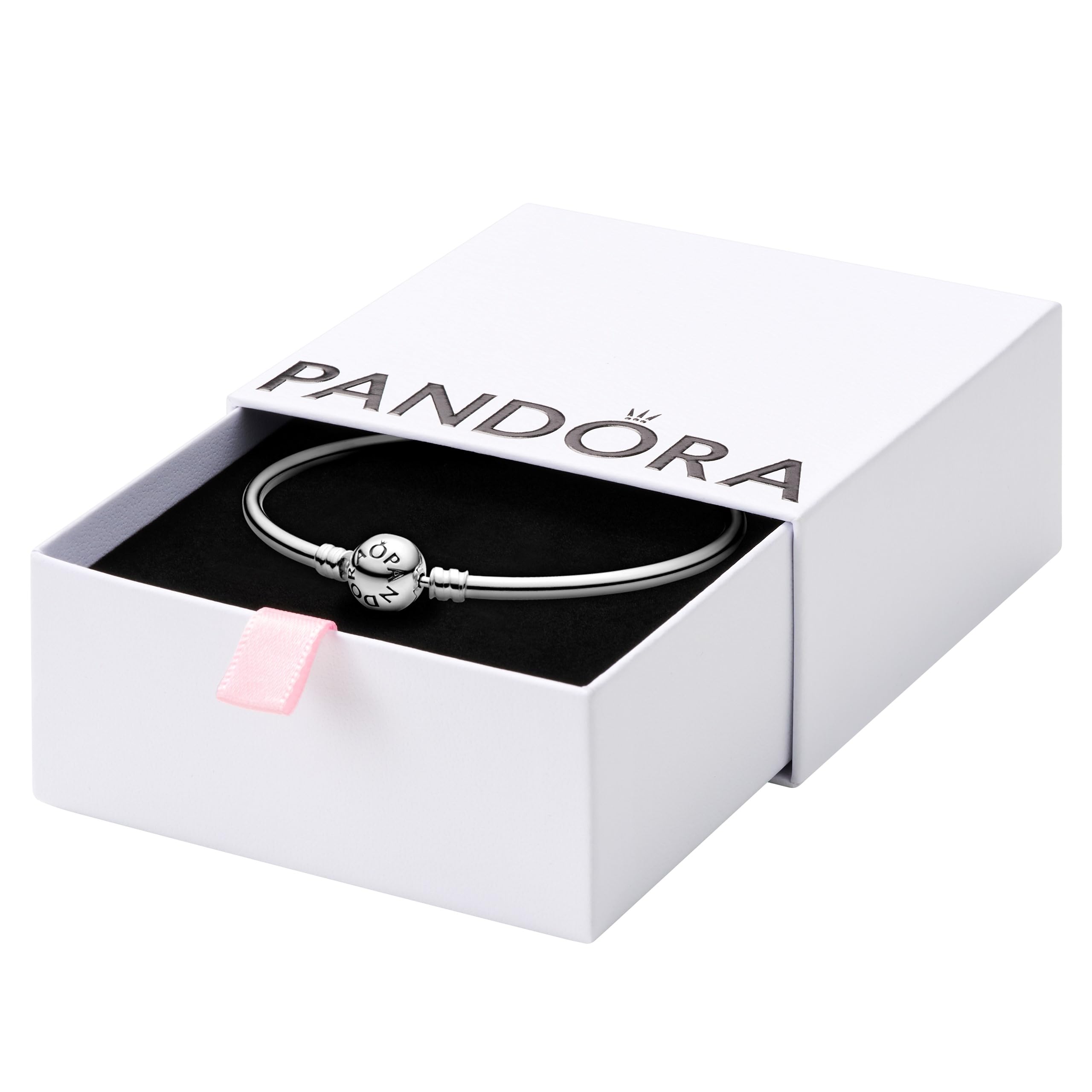 PANDORA Moments Ball Clasp Bangle Bracelet - Gold Bracelet for Women - Sterling Silver - With Gift Box - 6.7