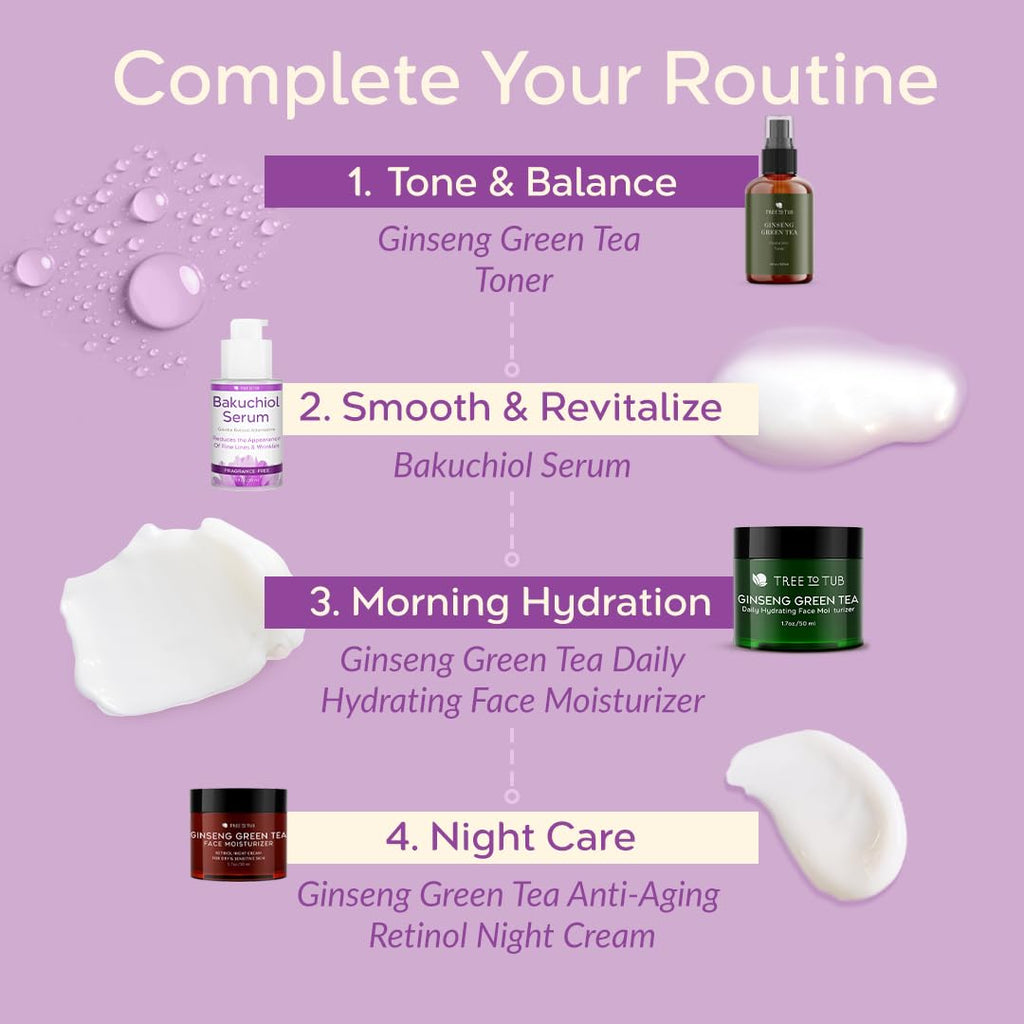 Tree To Tub Bakuchiol Face Serum - Gentle Retinol Alternative Serum for Face with Hyaluronic Acid & Peptides for All Skin Types
