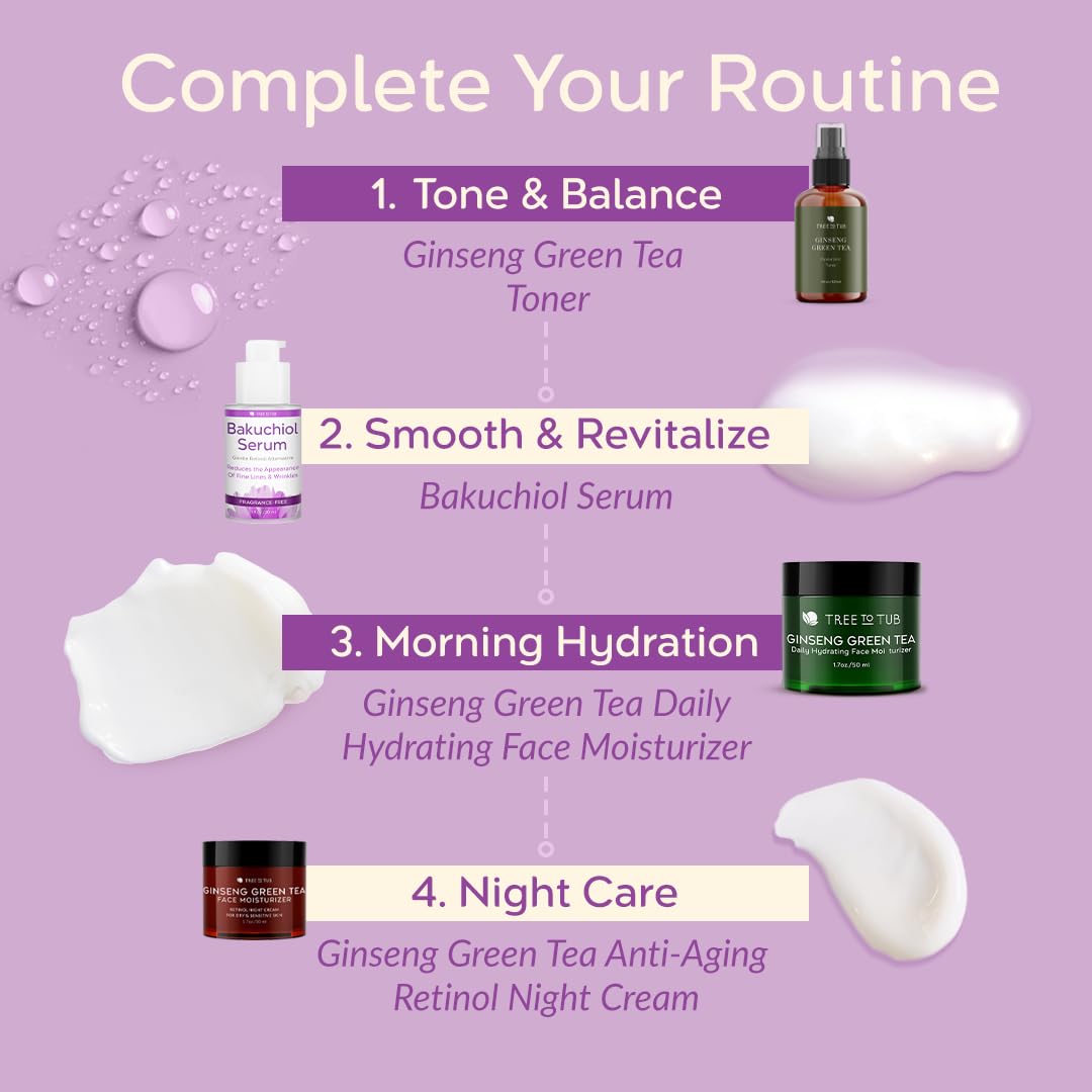 Tree To Tub Bakuchiol Face Serum - Gentle Retinol Alternative Serum for Face with Hyaluronic Acid & Peptides for All Skin Types
