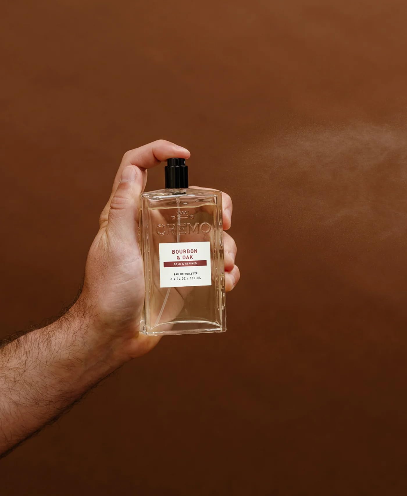 Cremo Cologne For Men - Bourbon & Oak Mens Cologne Spray, A Sophisticated Blend of Distiller’s Spice, Fine Bourbon and White Oak, Multi-Layered Signature Men's Fragrances, 3.4 Fl Oz