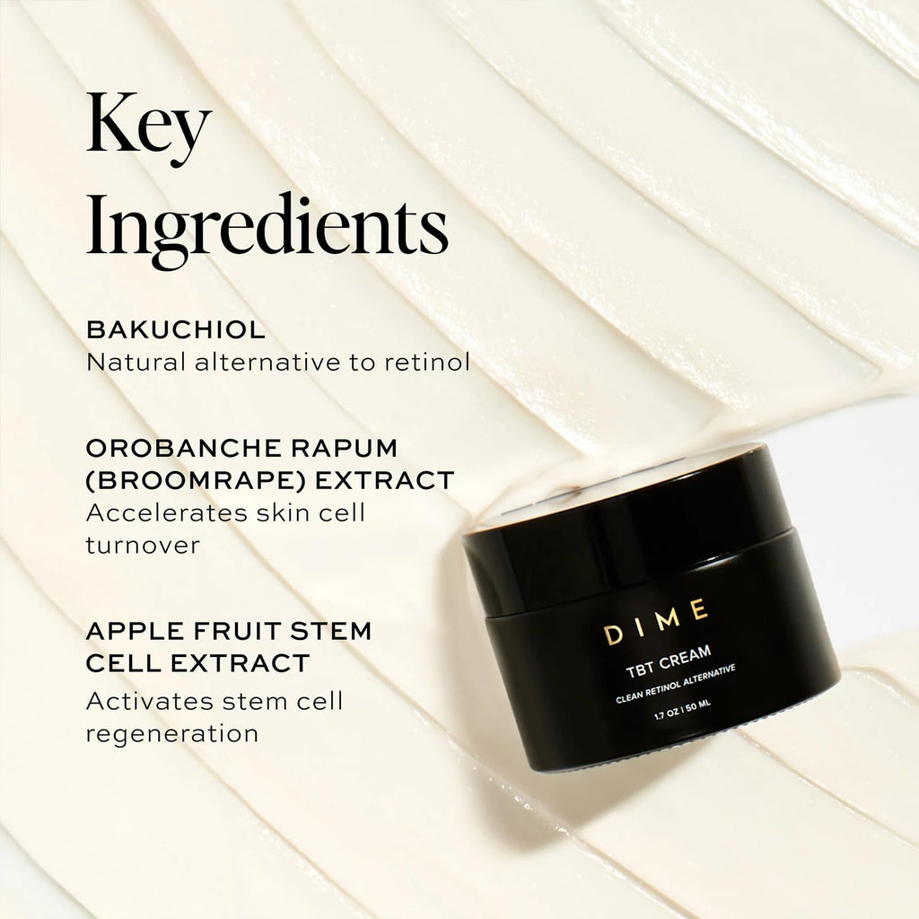 DIME Beauty TBT Cream - Anti-Wrinkle Night Cream with Bakuchiol Retinol Alternative for Fine Lines, Firming and Smoothing Face Moisturizer, Vegan, Cruelty-Free, 1.7 oz / 50 ml