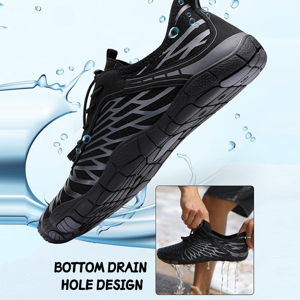 ELETON Barefoot Shoes Women Men,Wide Toe Hiking Barefoot Womens Footwear, Non-Slip Water Shoes Running Shoes Boots Sneakers Unisex Black