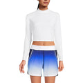 Lands' End Women's Sunshade UPF 50 Long Sleeve Cropped Rash Guard X-Small White