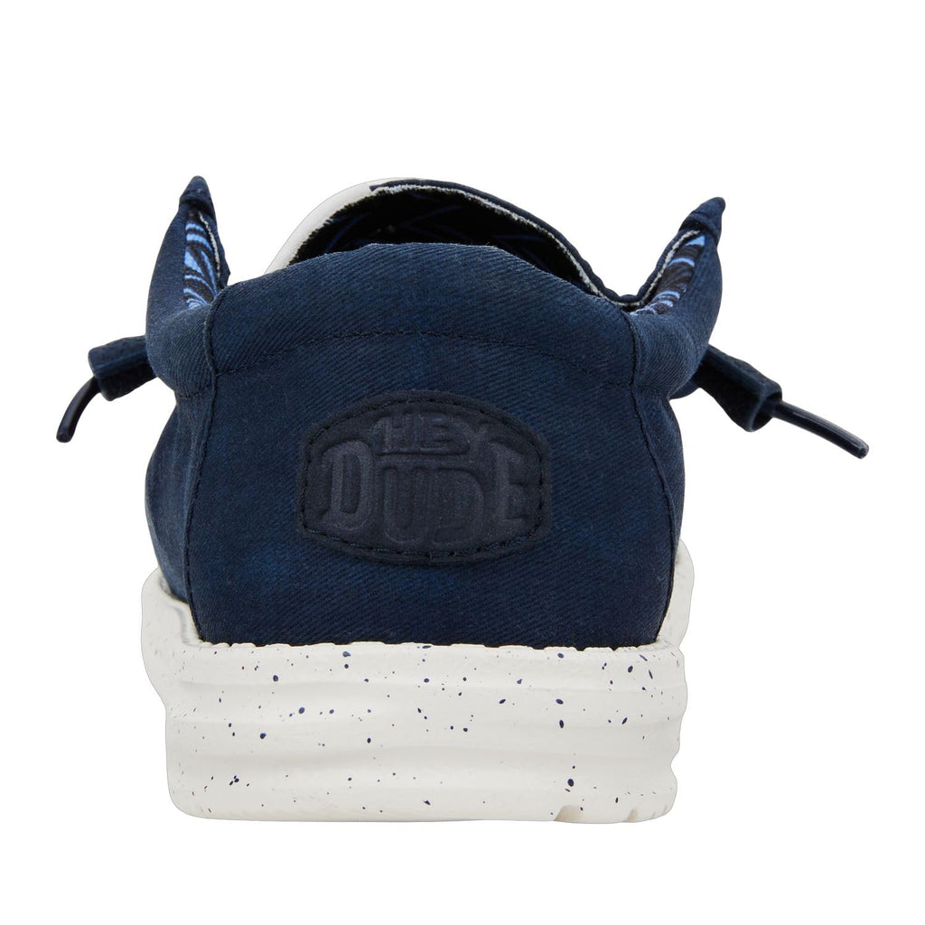 HEYDUDE Men's Wally Stretch Canvas Navy Size 8 | Men's Shoes | Men Slip-on Loafers | Comfortable & Light-Weight