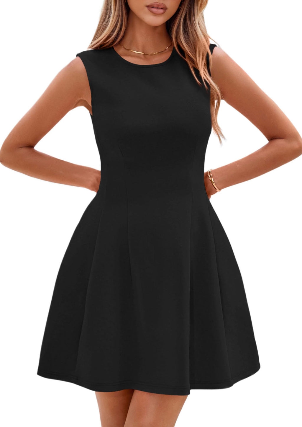 PRETTYGARDEN Summer Dresses for Women 2026 Elegant Classy Spring A Line Business Casual Work Graduation Cocktail Short Dress (Black,XX-Large)