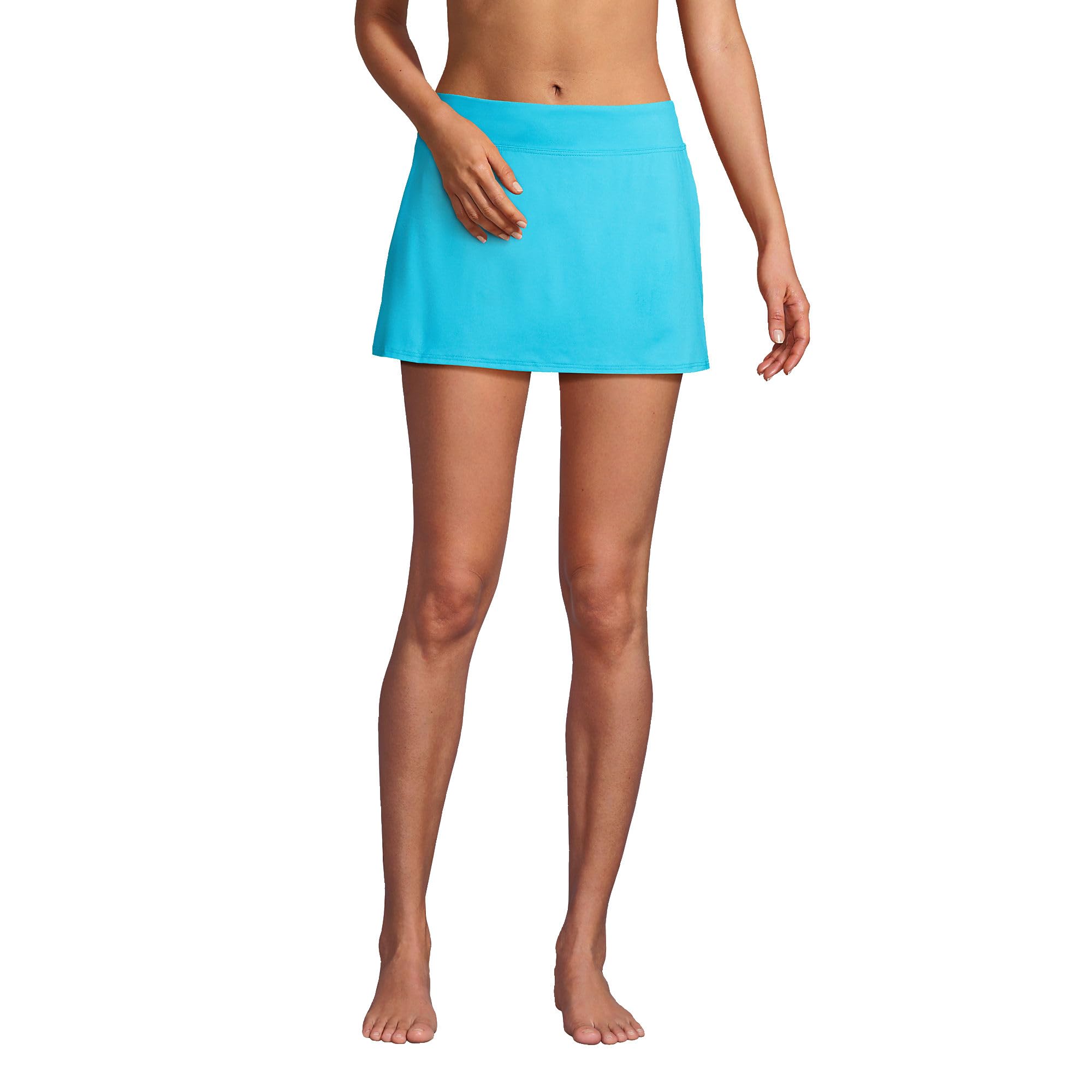 Lands' End Womens Chlorine Resistant Swim Skirt Swim Bottoms Control Turquoise Regular 2